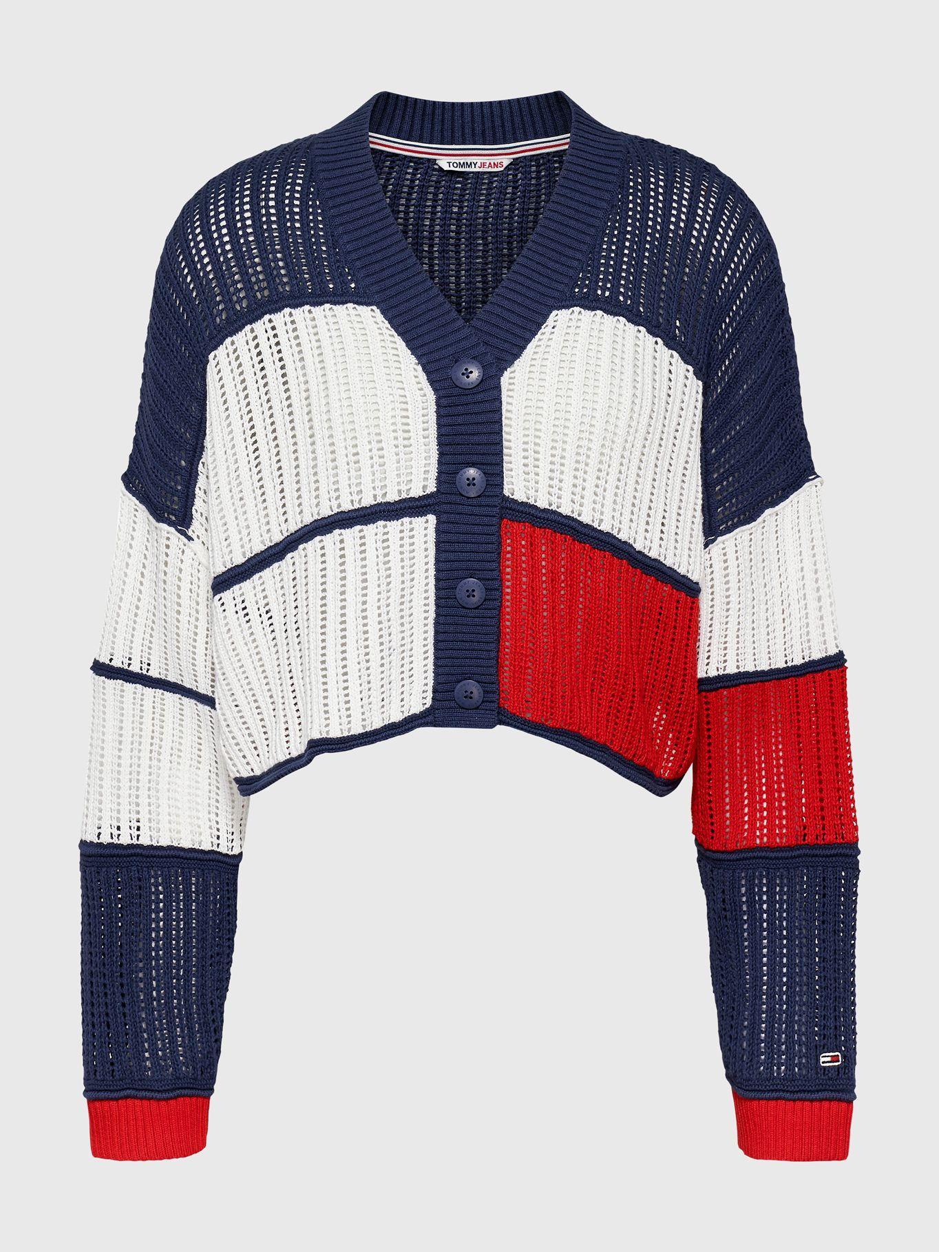Cárdigan Cropped Color Block Azul Tommy Jeans JN2-4