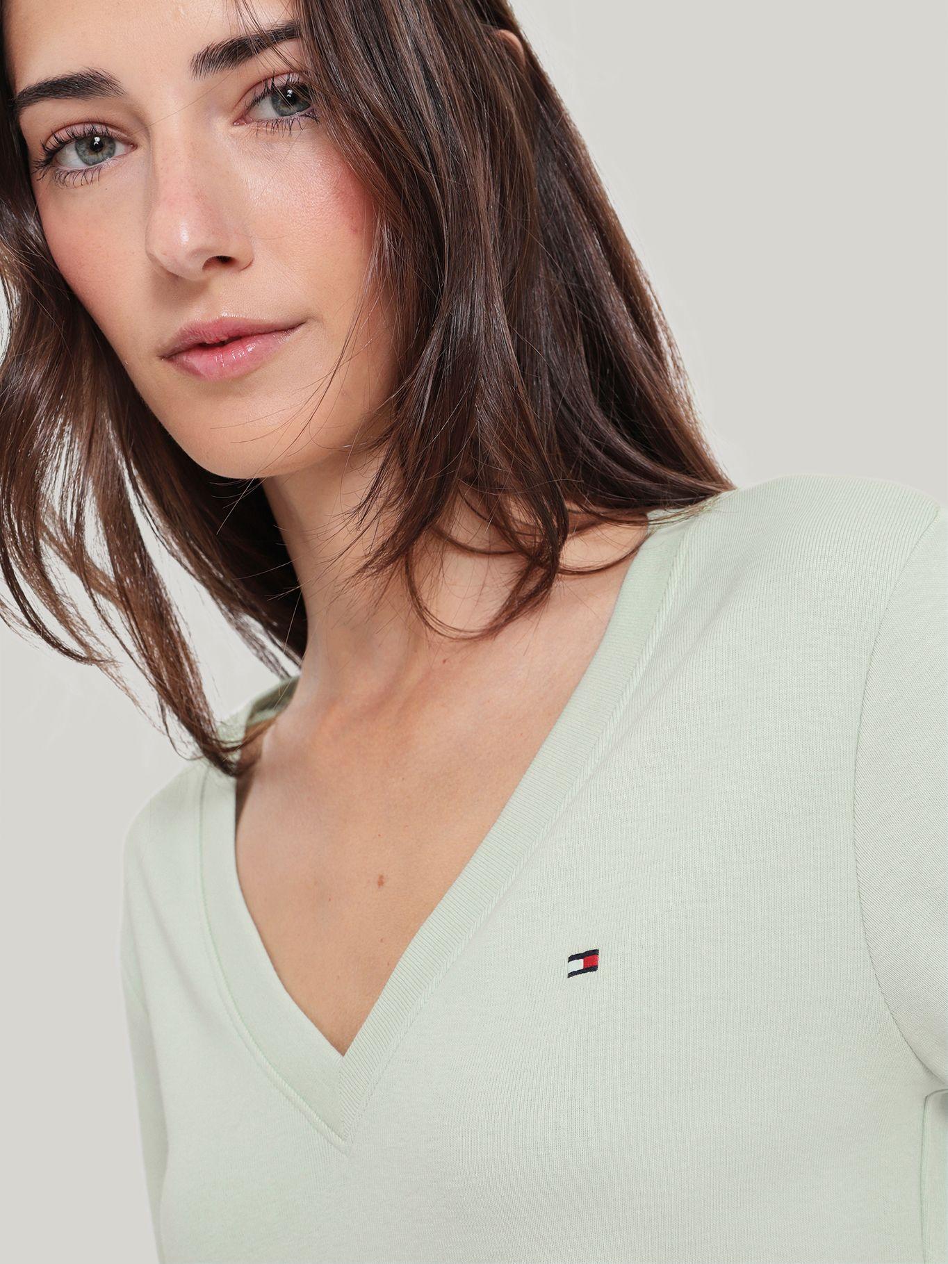 Polera A Rayas V-Neck Slim Fit Verde Tommy Hilfiger-3