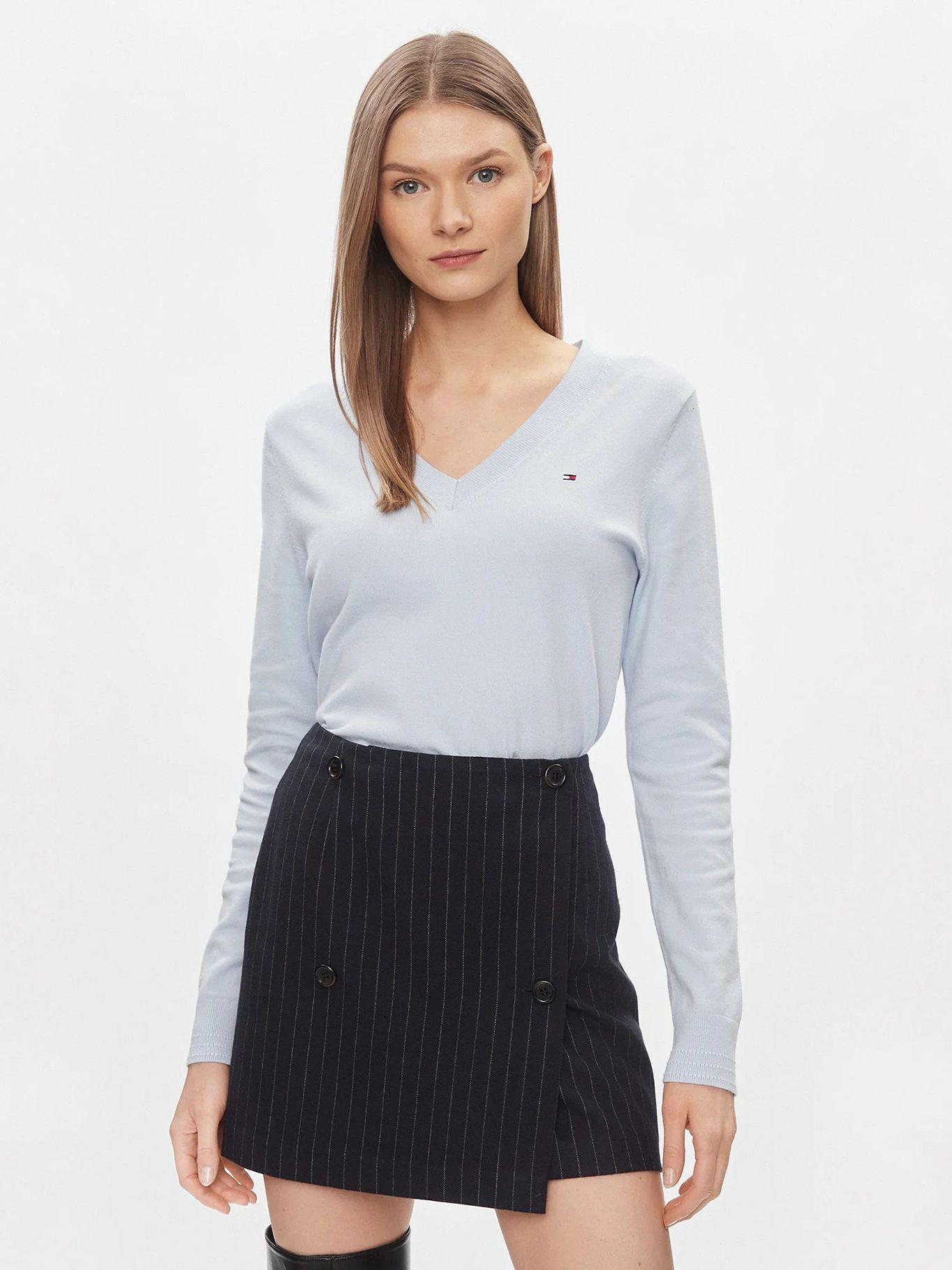 Sweater Solid V-Neck Celeste Tommy Hilfiger-0