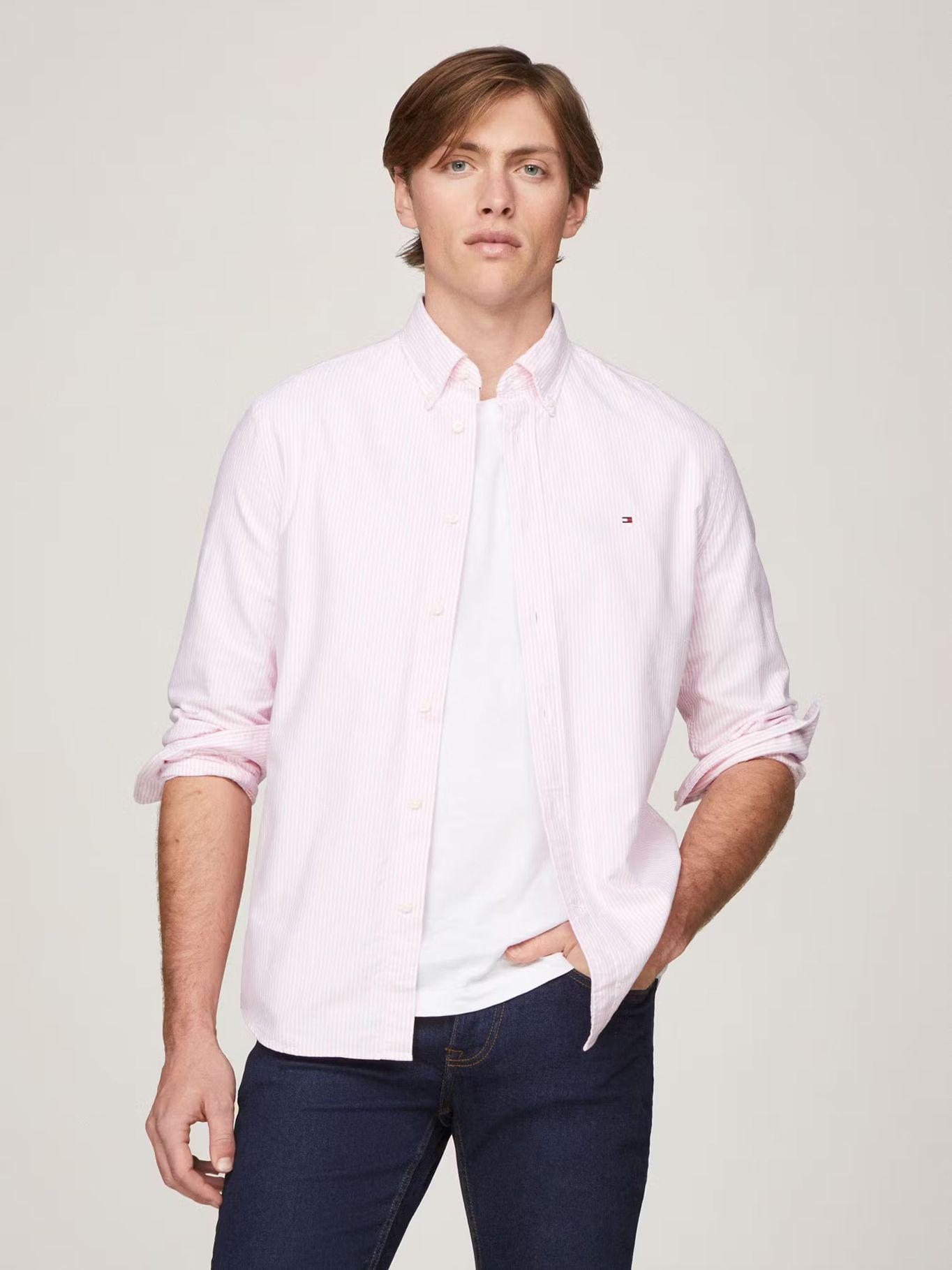 Camisa Heritage De Rayas Regular Fit Rosado Tommy Hilfiger-0