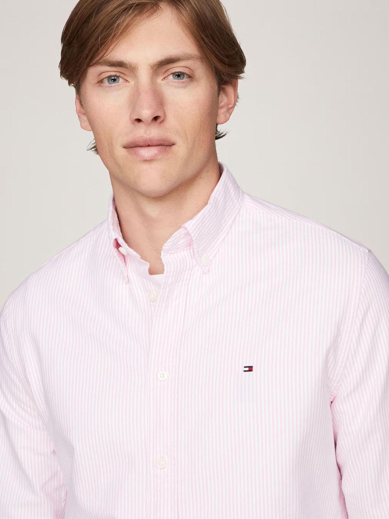 Camisa Heritage De Rayas Regular Fit Rosado Tommy Hilfiger-3
