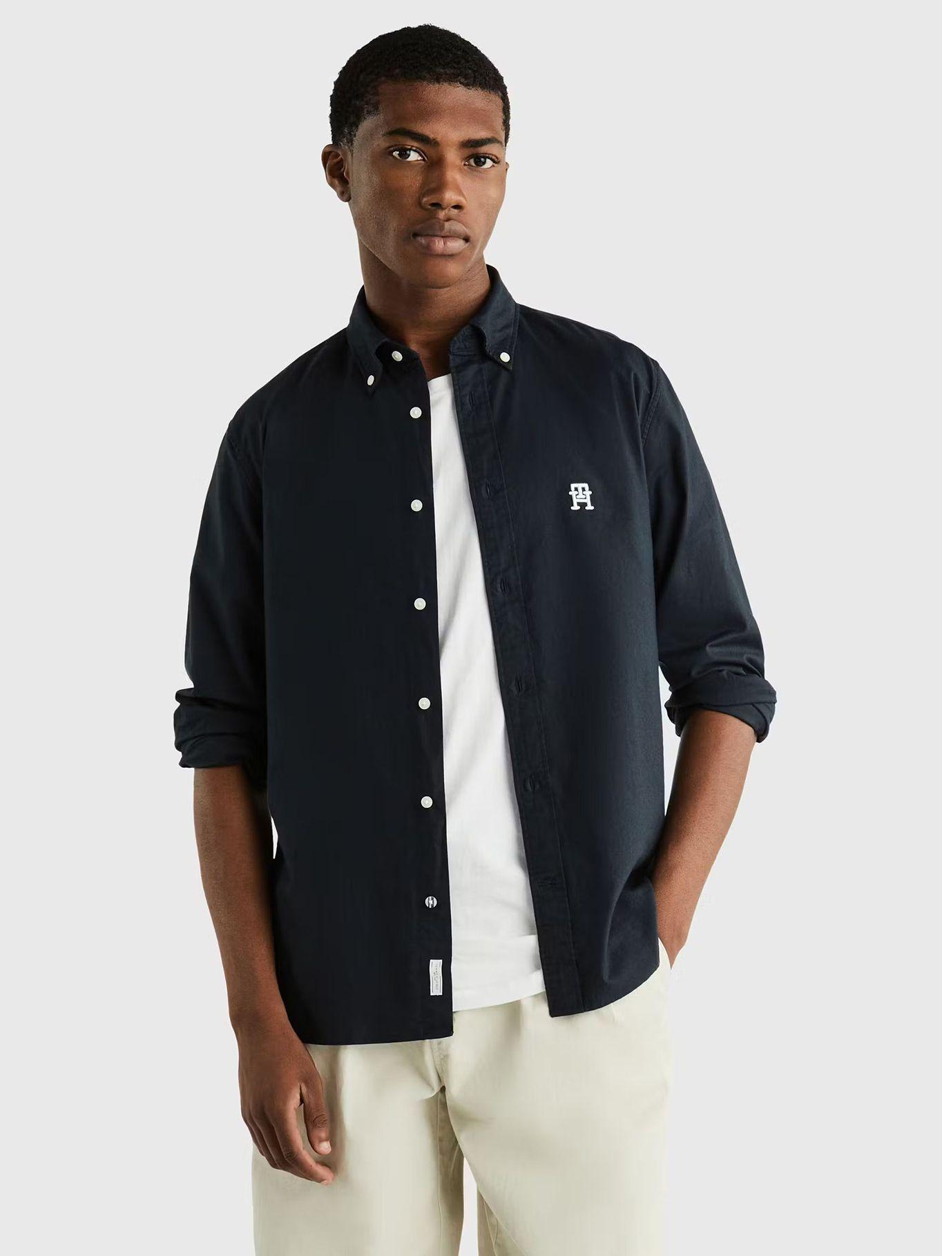Camisa Regular Fit Monogram Azul Tommy Hilfiger-0
