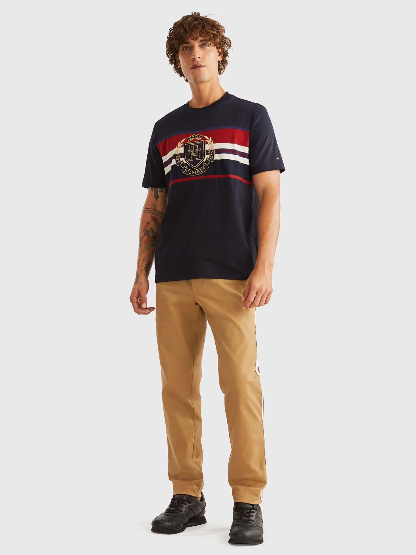 Polera Icon Crest Stripe Logo Azul Tommy Hilfiger-1