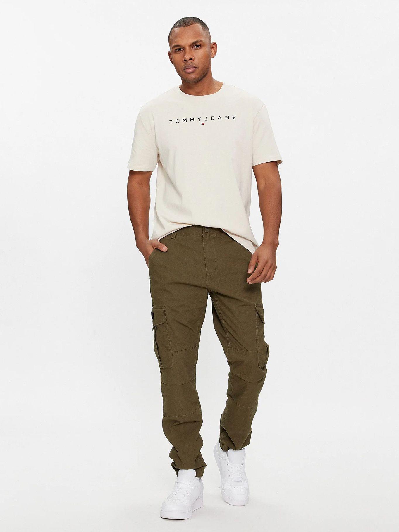 Polera Regular Linear Logo Beige Tommy Jeans-1