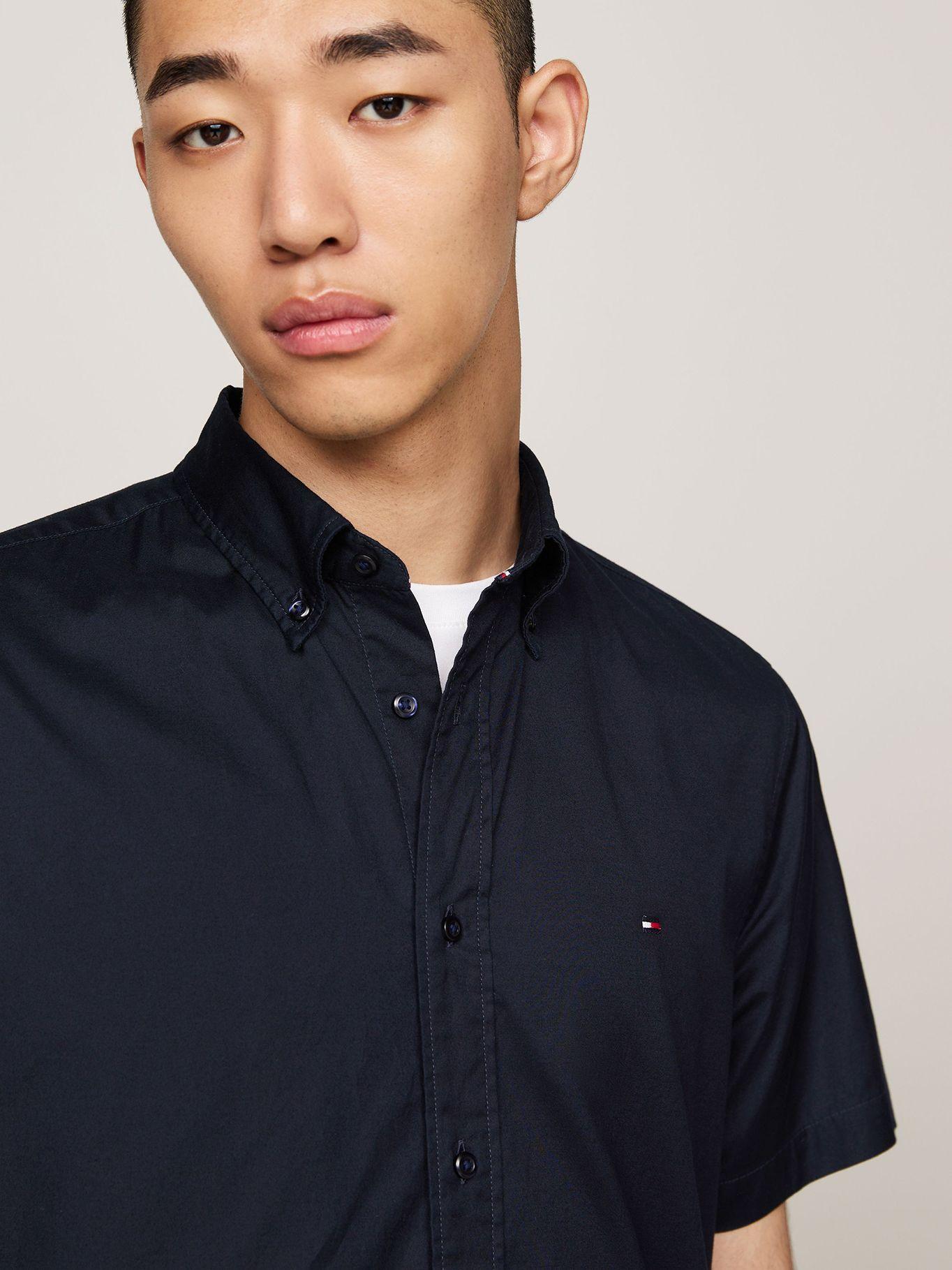 Camisa Solid Flex De Popelina Azul Tommy Hilfiger-3