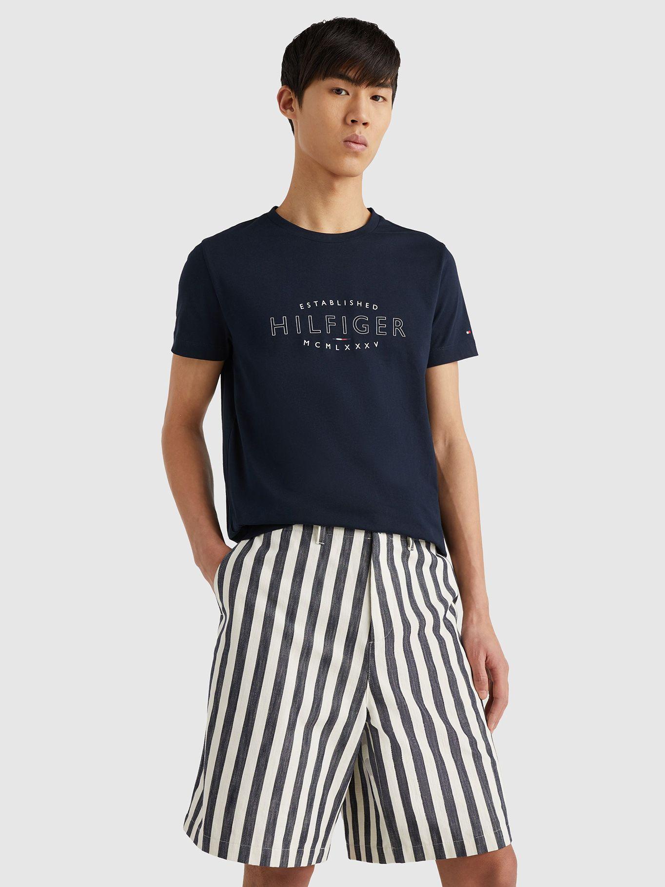 Polera Logo Curve Slim Fit Azul Tommy Hilfiger-0