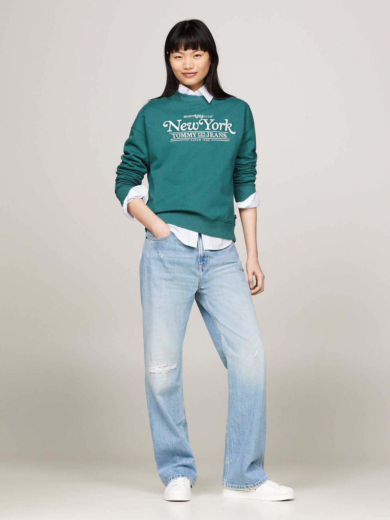 Polerón Relaxed Varsity Logo Verde Tommy Jeans-1