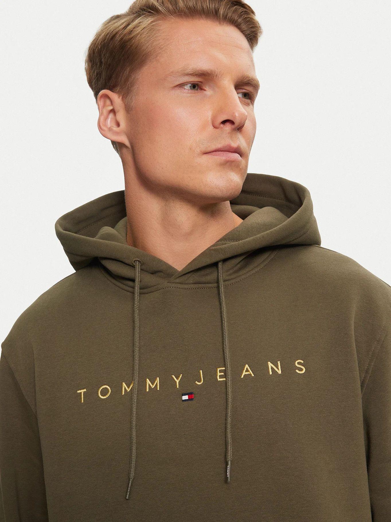 Polerón Hoodie Con Logo Bordado Verde Tommy Jeans-3
