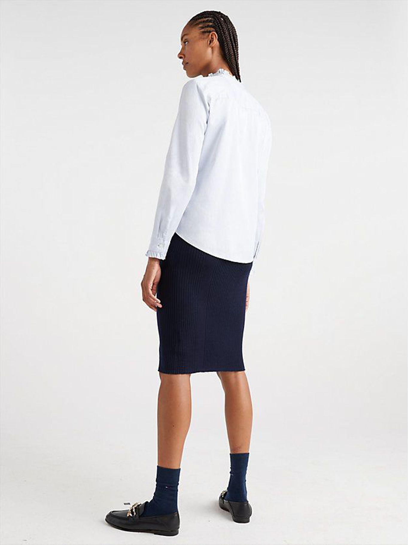 Camisa Cuello Mao Con Vuelos Celeste Tommy Hilfiger-2