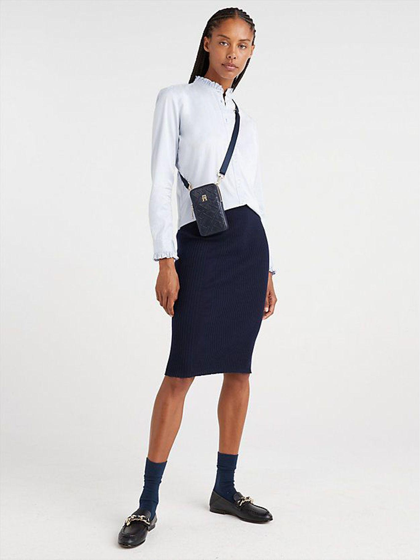 Camisa Cuello Mao Con Vuelos Celeste Tommy Hilfiger-1