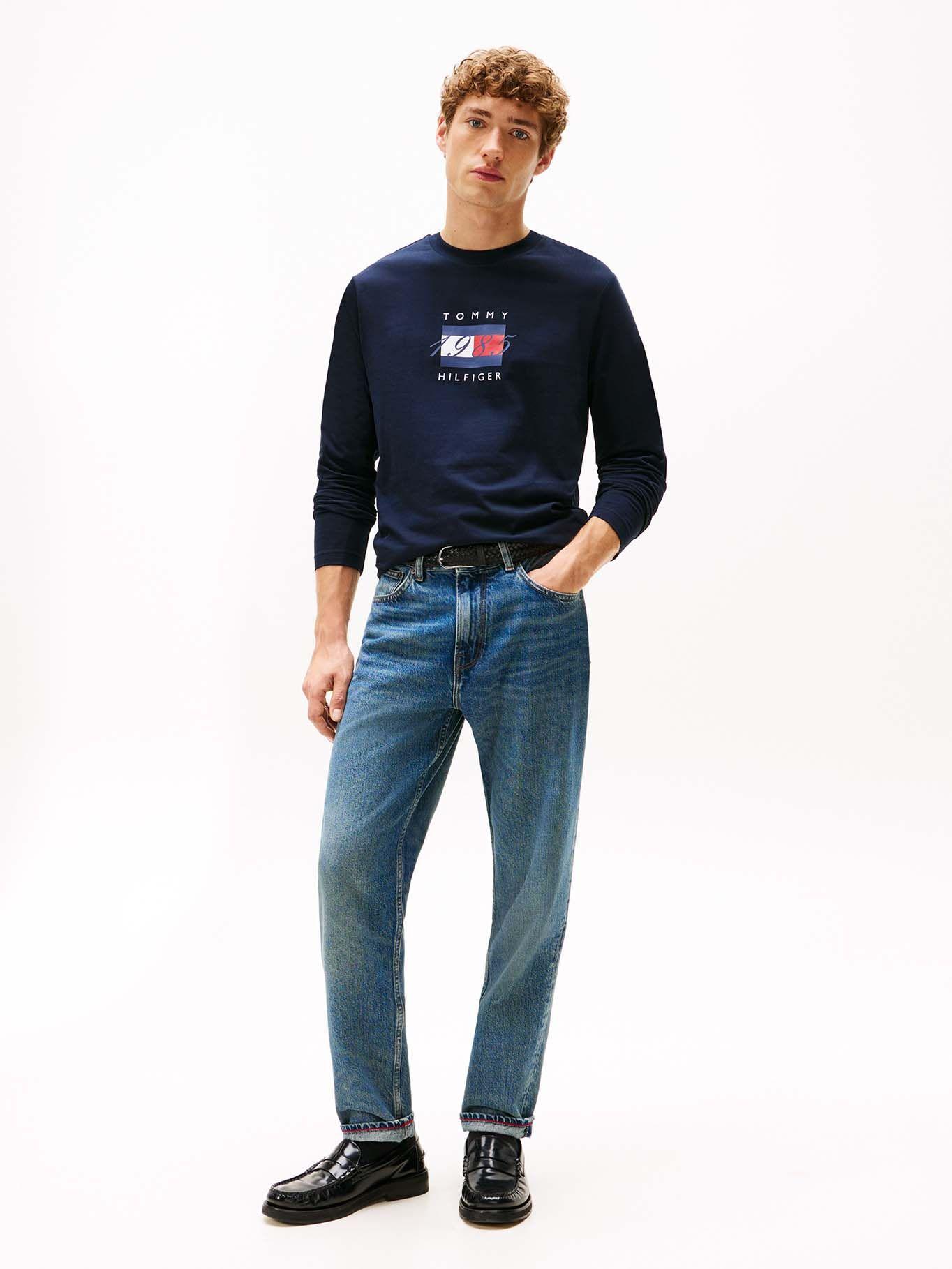 Polera Linear Flag Graphic Logo Azul Tommy Hilfiger-1