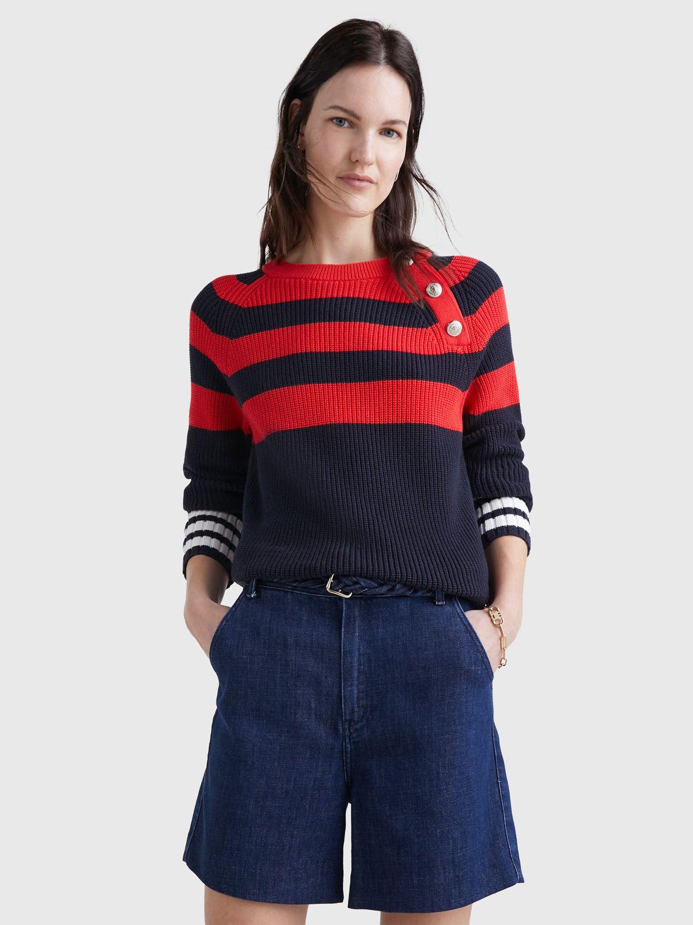Sweater Colorblock Stripe Raglan Azul Tommy Hilfiger-0