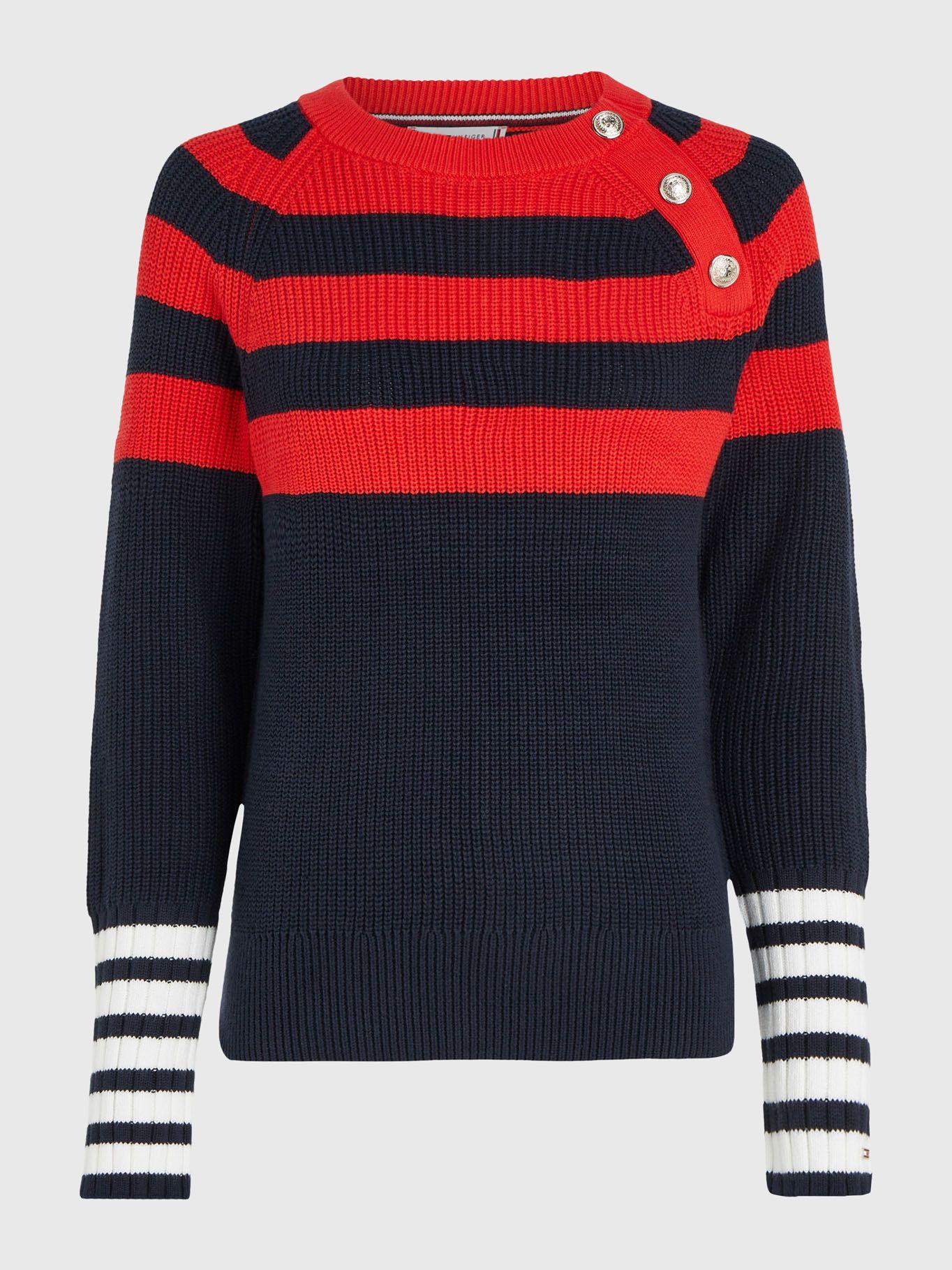 Sweater Colorblock Stripe Raglan Azul Tommy Hilfiger-4