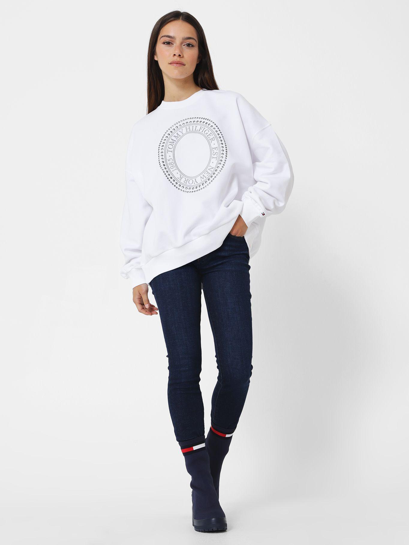 Polerón Relaxed Con Logo Metalic Blanco Tommy Hilfiger-1