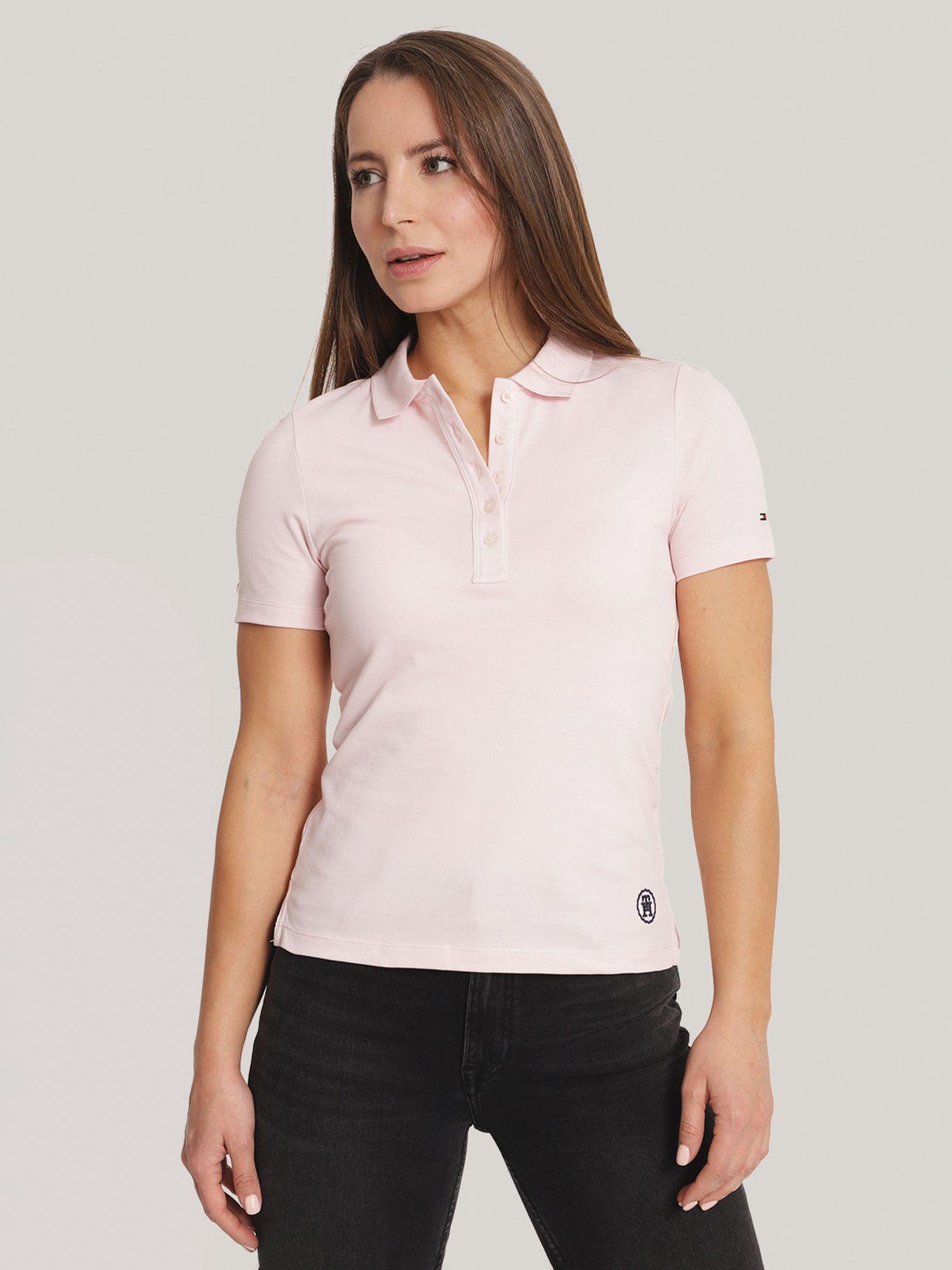 Polo Solid Con Logo Slim Fit Rosado Tommy Hilfiger-0