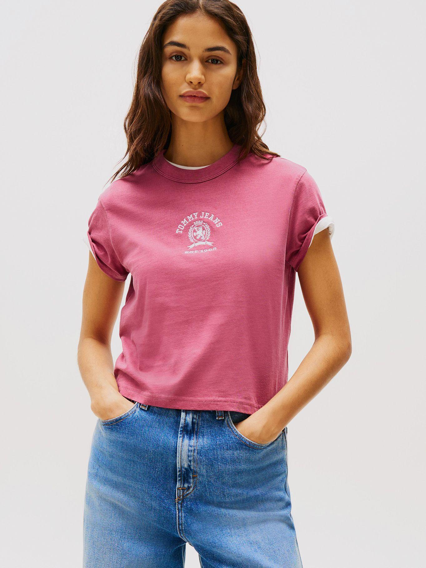 Polera Varsity Crest Logo Rosado Tommy Jeans-0