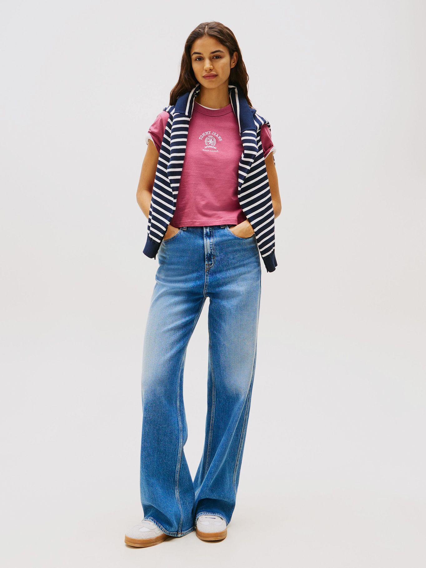 Polera Varsity Crest Logo Rosado Tommy Jeans-1
