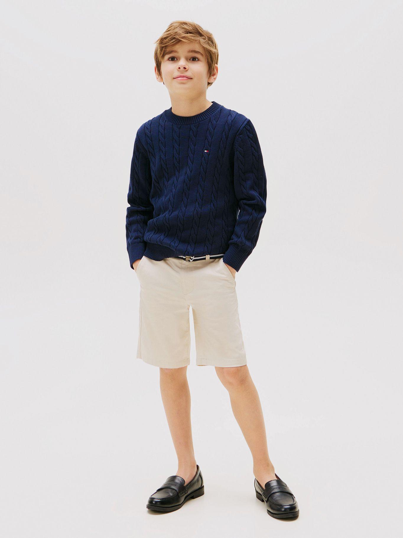 Sweater Trenzado Con Cuello Redondo Azul Tommy Hilfiger-1