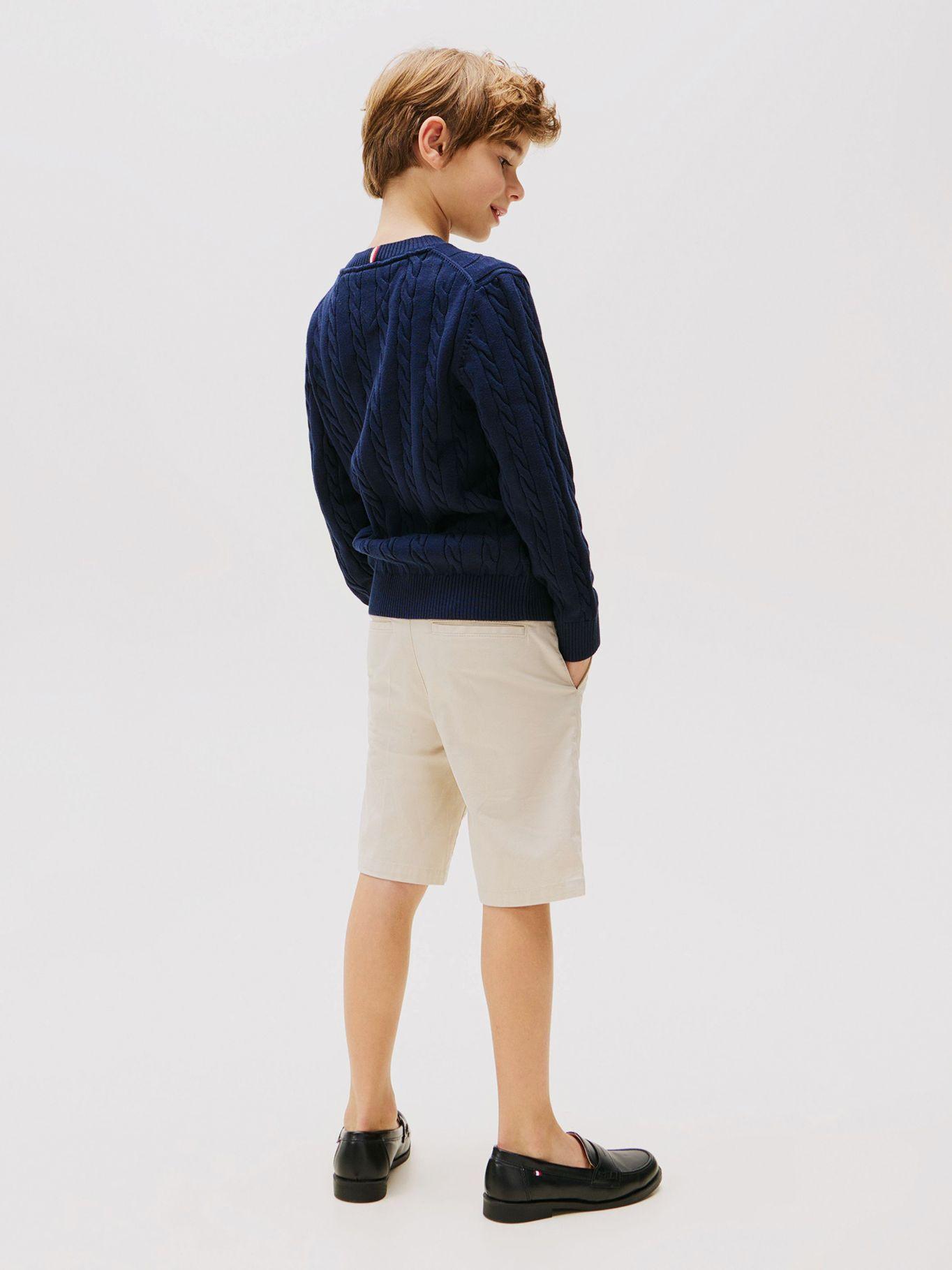 Sweater Trenzado Con Cuello Redondo Azul Tommy Hilfiger-2