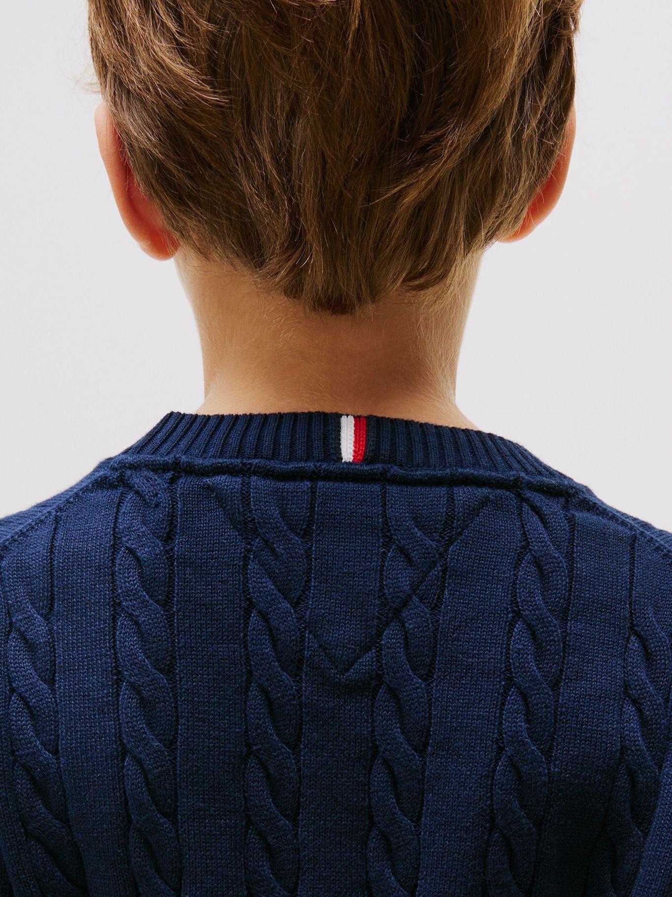Sweater Trenzado Con Cuello Redondo Azul Tommy Hilfiger-3