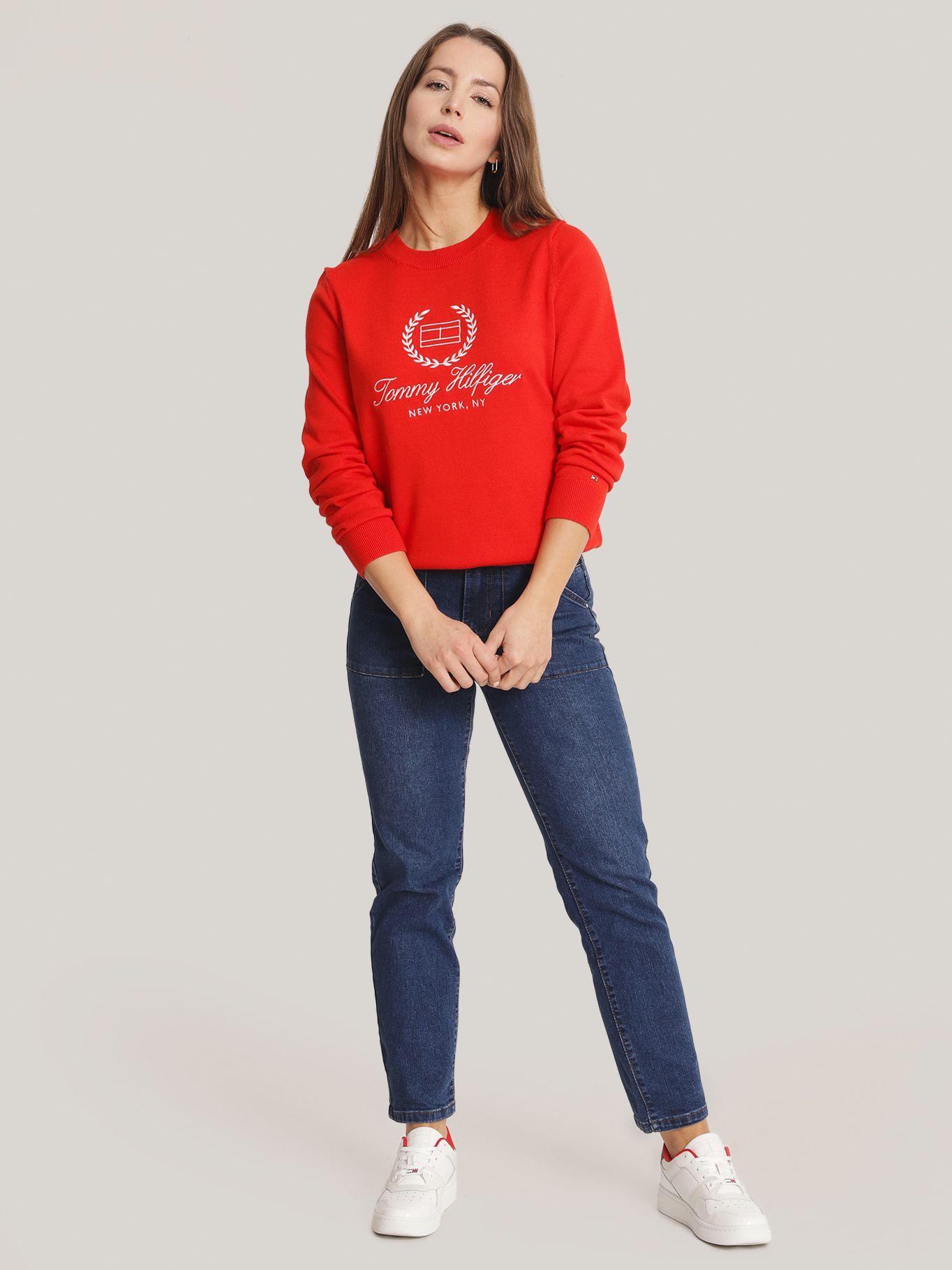 Sweater Laurel Script Logo Rojo Tommy Hilfiger-1