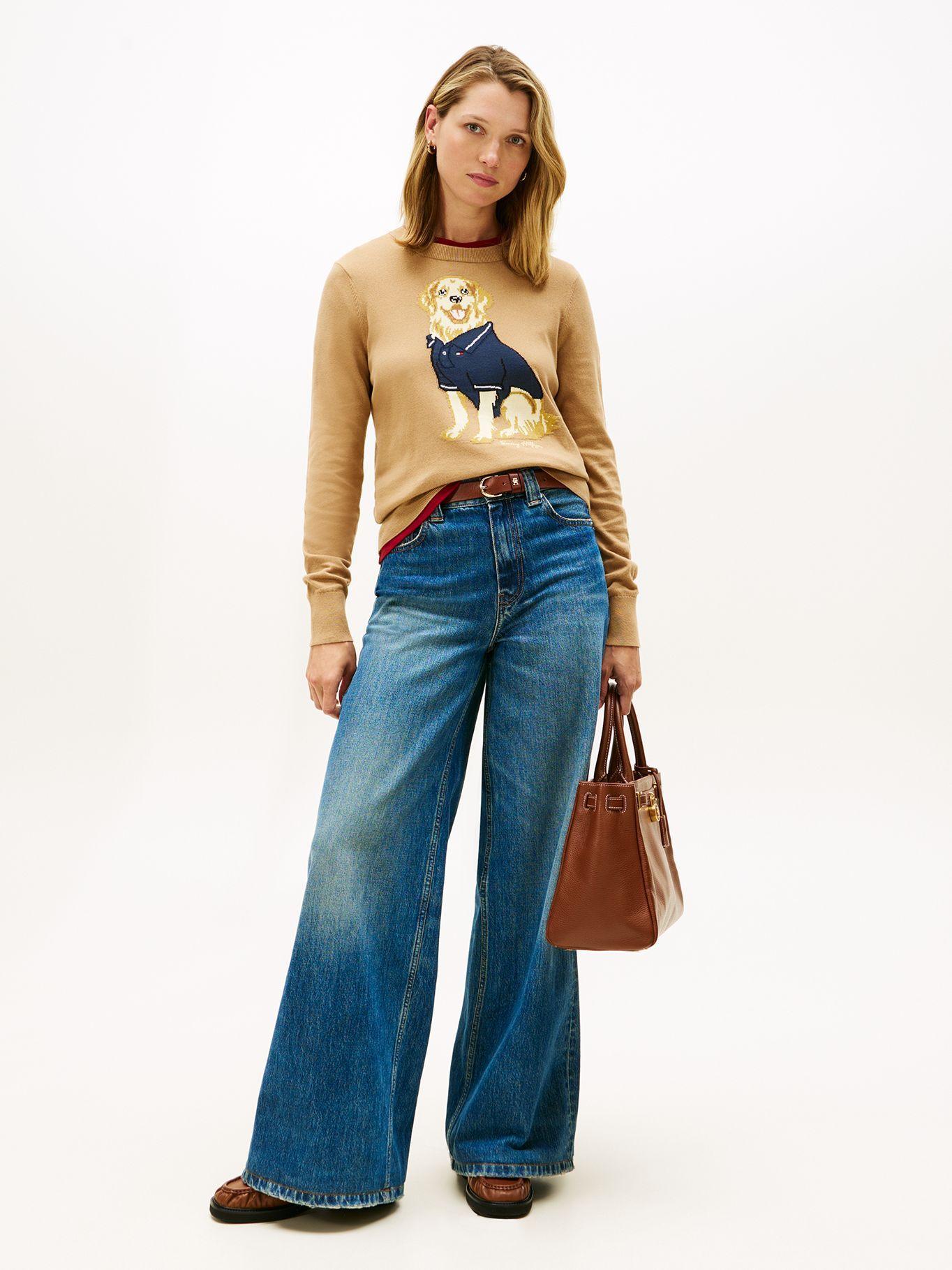 Sweater Con Logo De Perro Beige Tommy Hilfiger-1