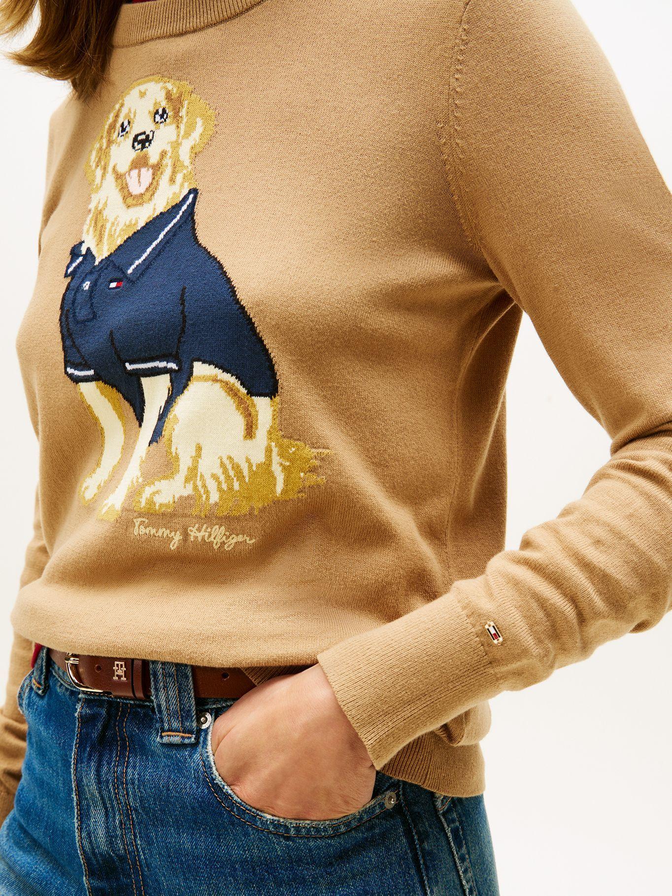 Sweater Con Logo De Perro Beige Tommy Hilfiger-3