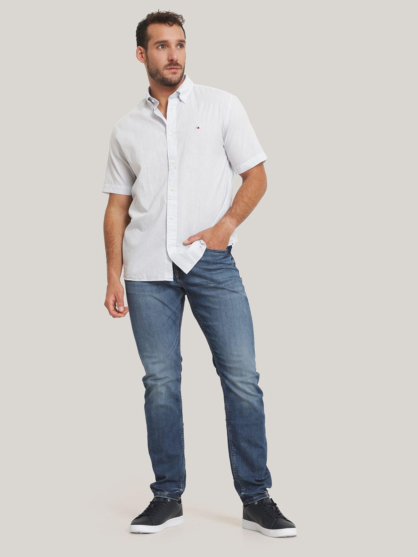 Camisa Solid Con Logo Celeste Tommy Hilfiger-1