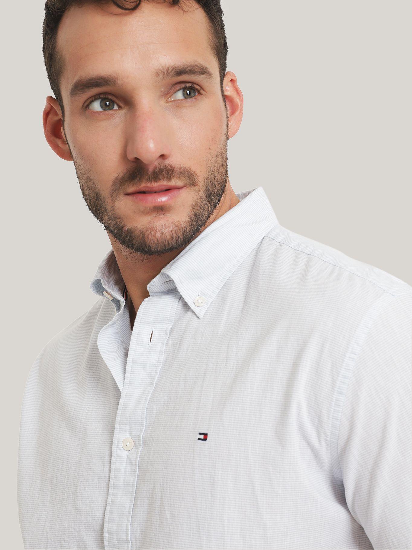 Camisa Solid Con Logo Celeste Tommy Hilfiger-3