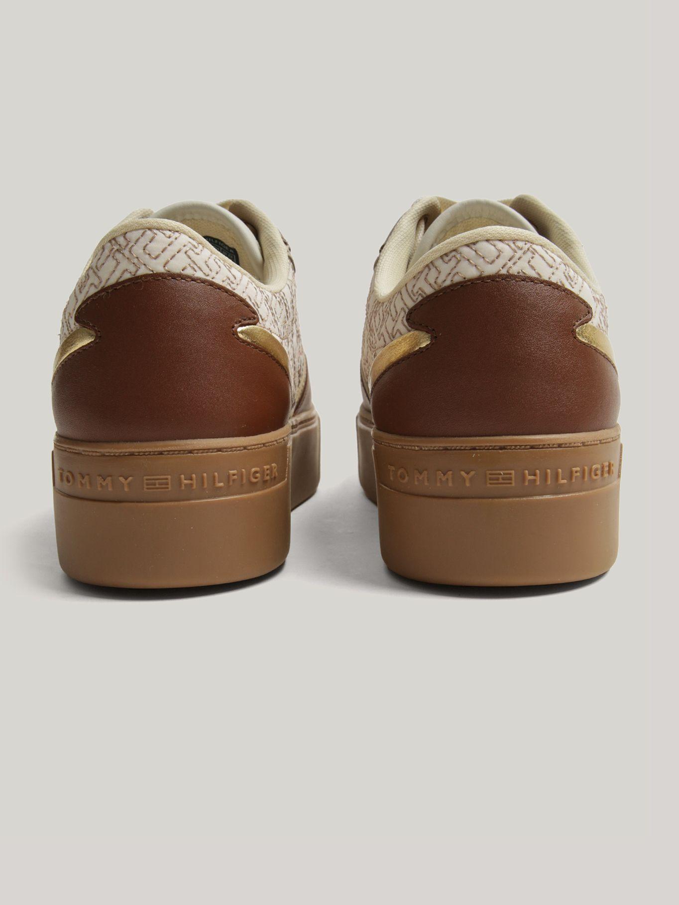 Zapatillas Monogram De Cuero Beige Tommy Hilfiger-1