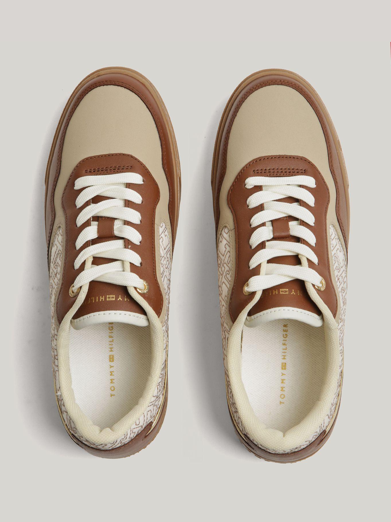 Zapatillas Monogram De Cuero Beige Tommy Hilfiger-2