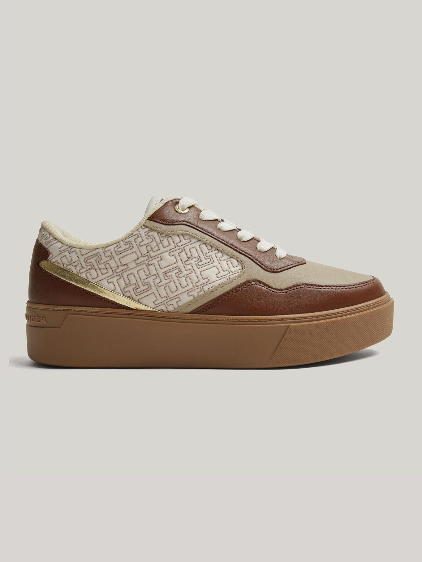 Zapatillas Monogram De Cuero Beige Tommy Hilfiger-4