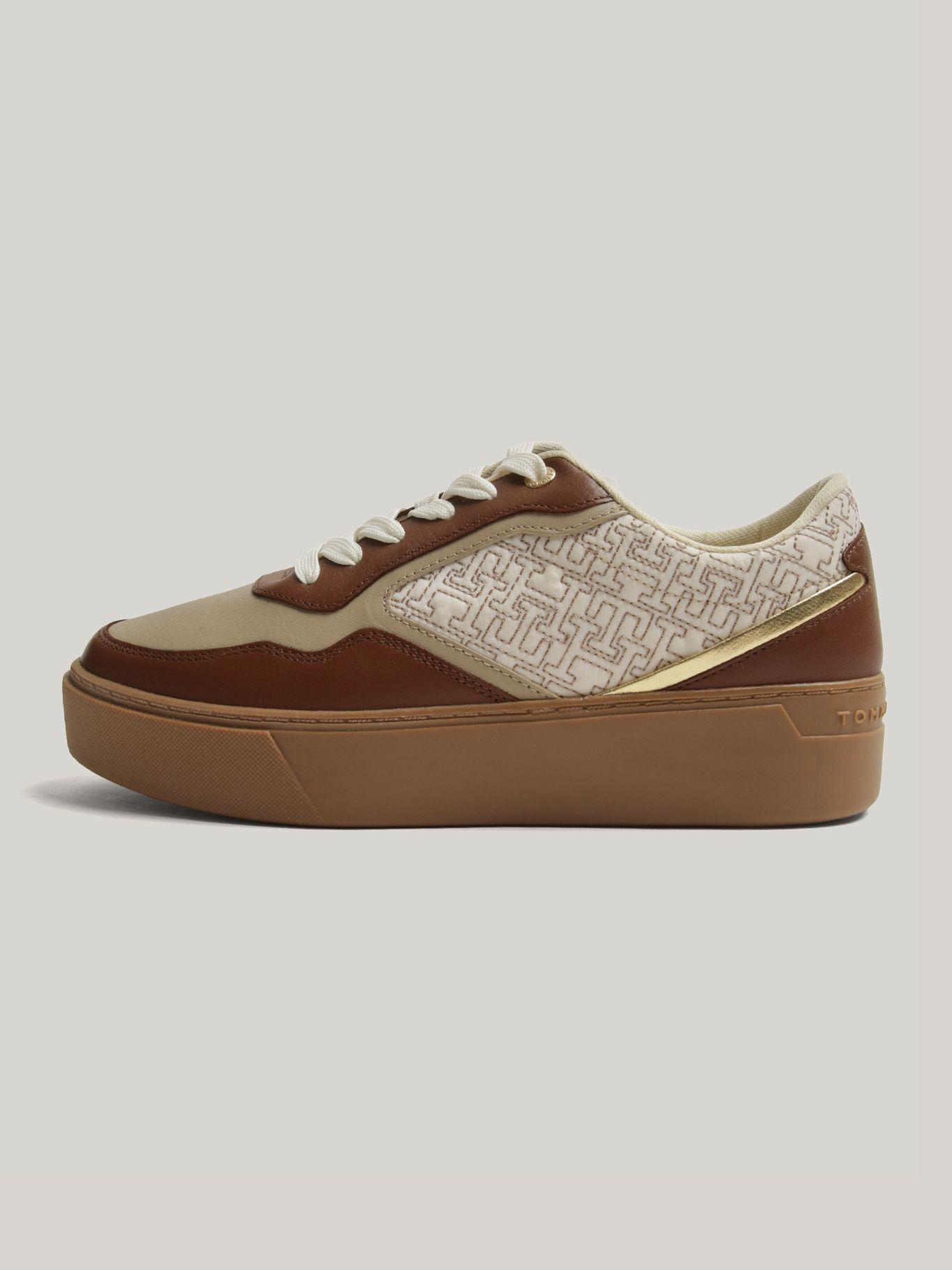 Zapatillas Monogram De Cuero Beige Tommy Hilfiger-5