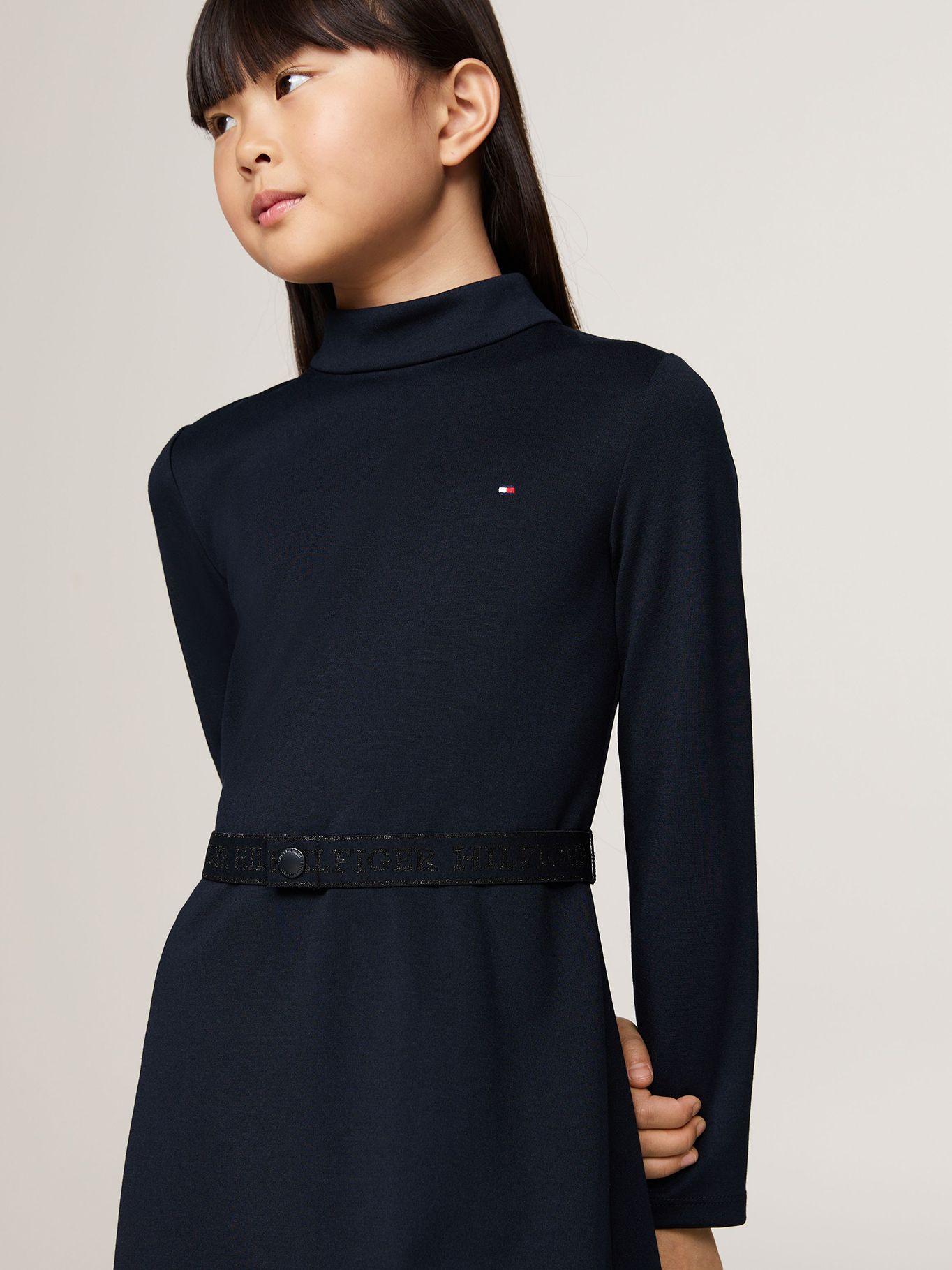 Vestido Solid Con Cinturón Azul Tommy Hilfiger-3