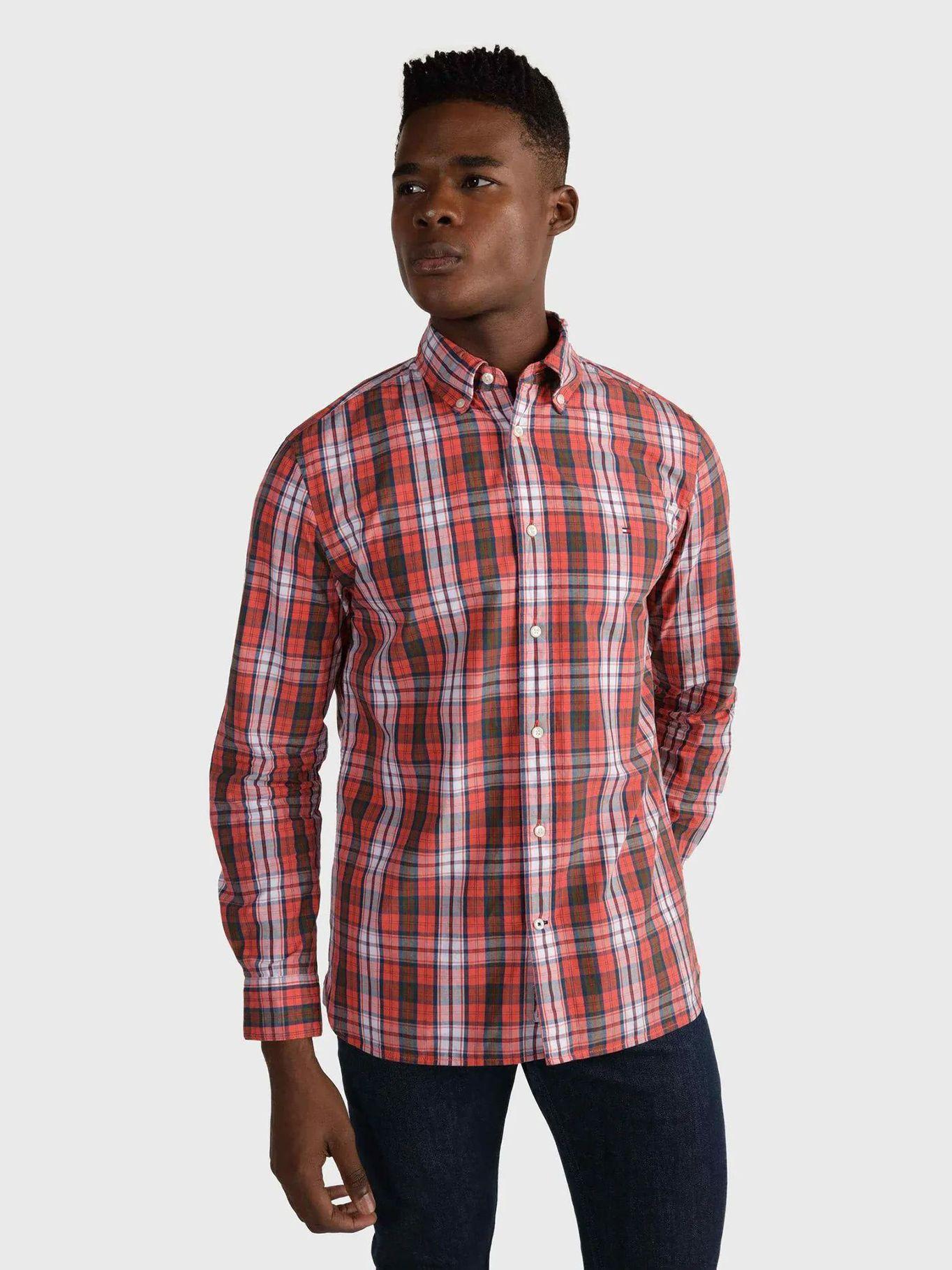 Camisa De Cuadros De Algodón Rojo Tommy Hilfiger-0