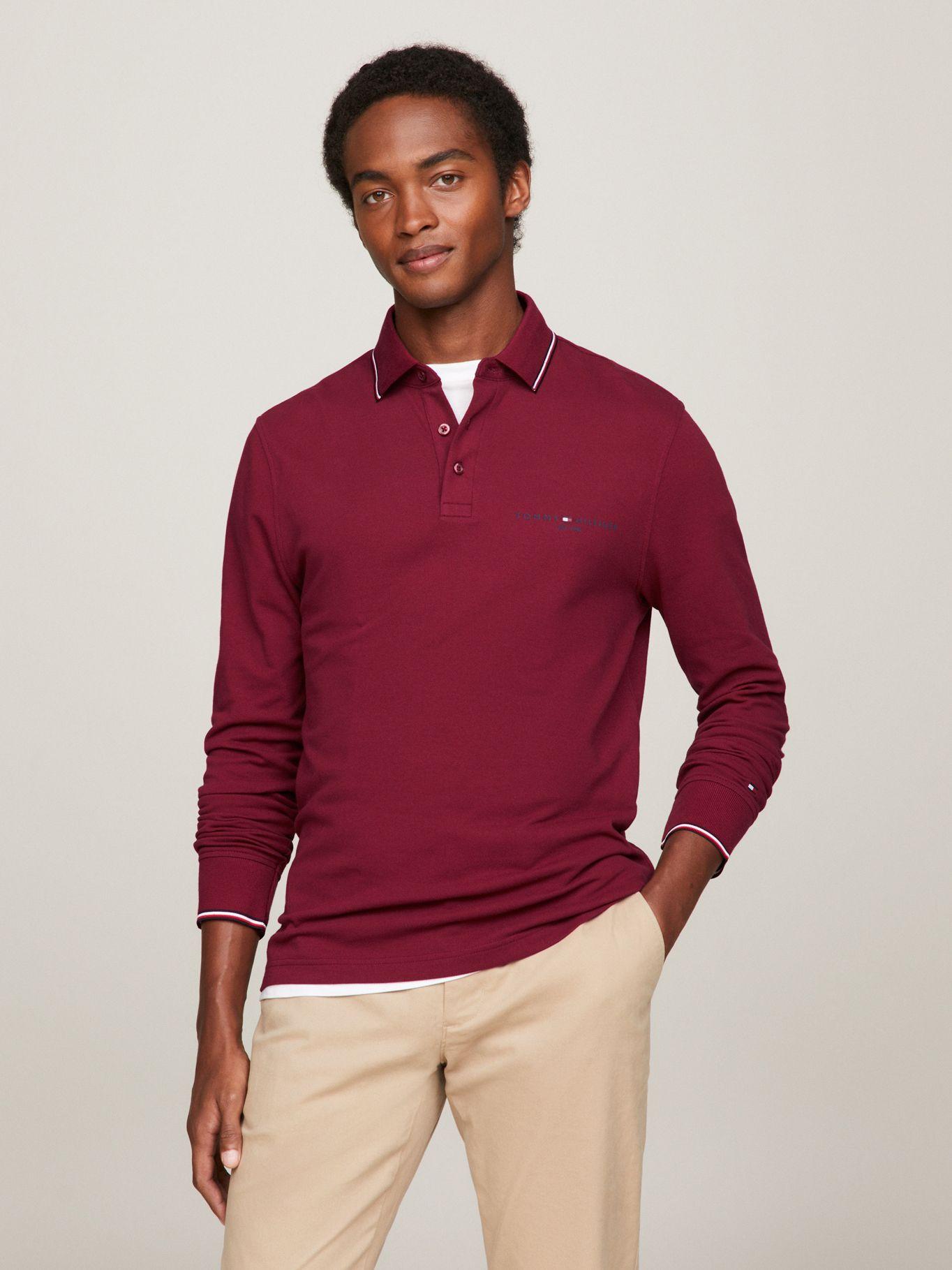 POLO SOLID CUELLO RIBETEADO BURDEO TOMMY HILFIGER-0