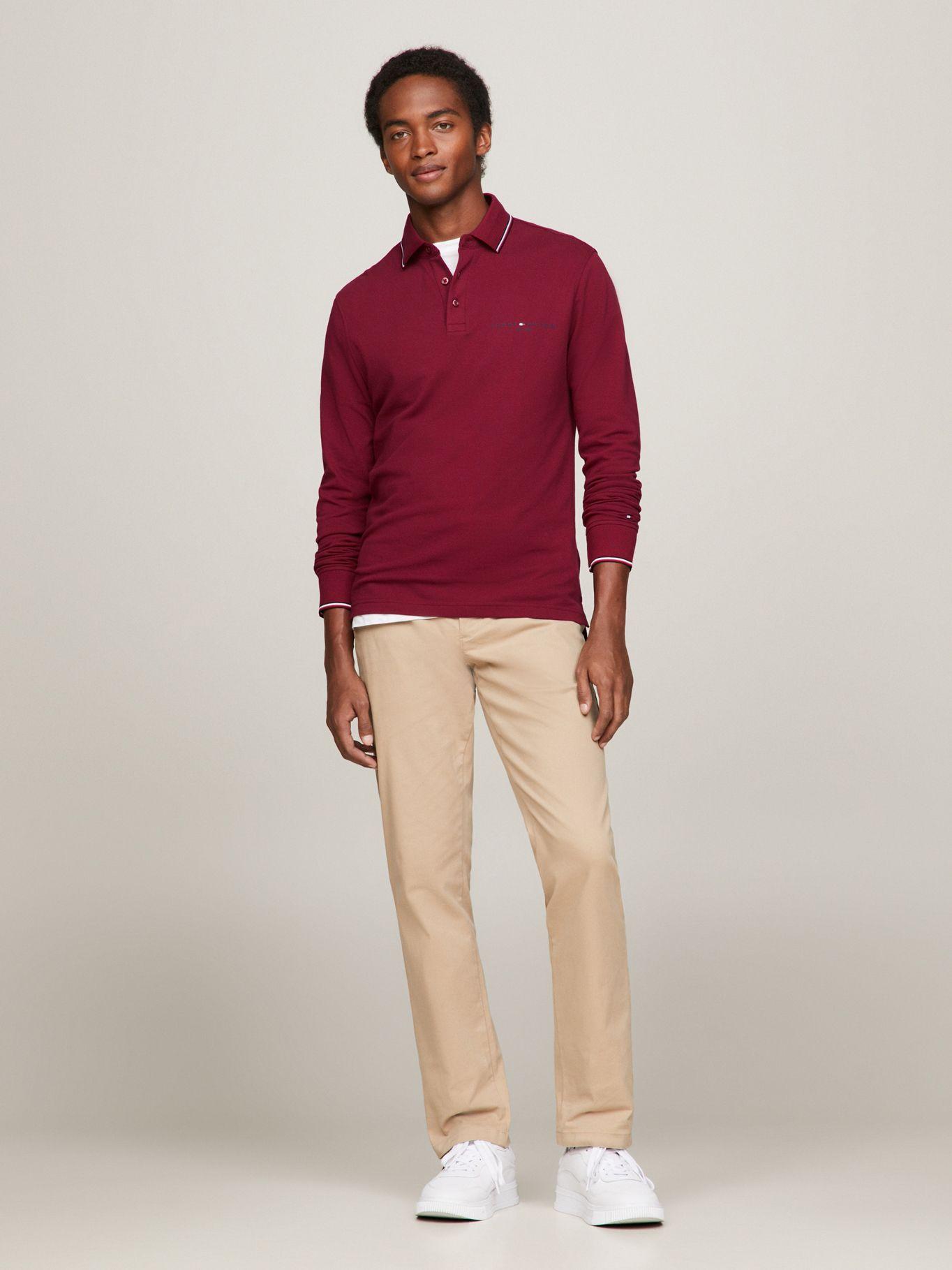 POLO SOLID CUELLO RIBETEADO BURDEO TOMMY HILFIGER-1
