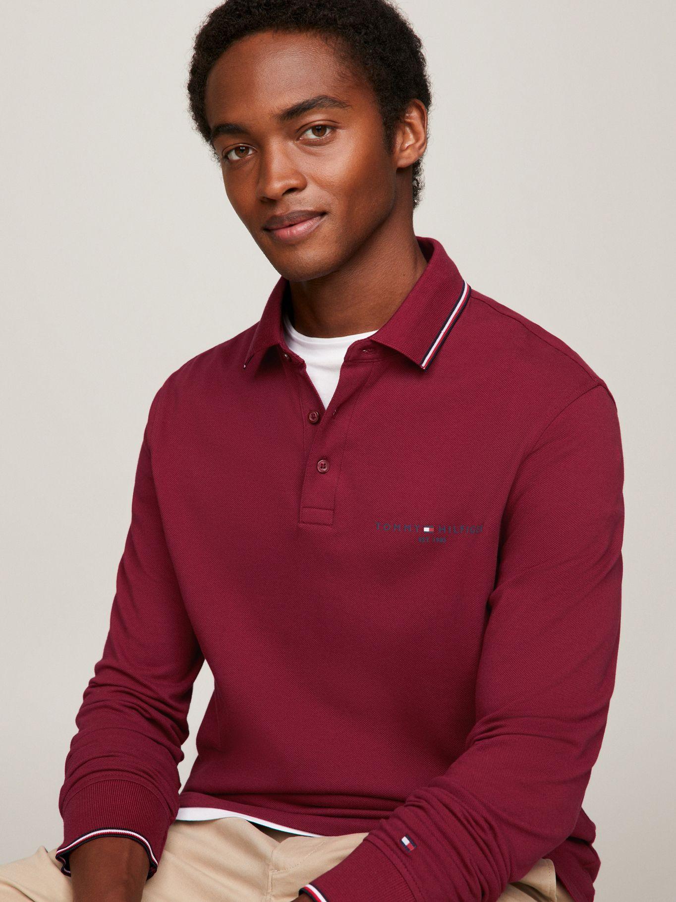 POLO SOLID CUELLO RIBETEADO BURDEO TOMMY HILFIGER-3