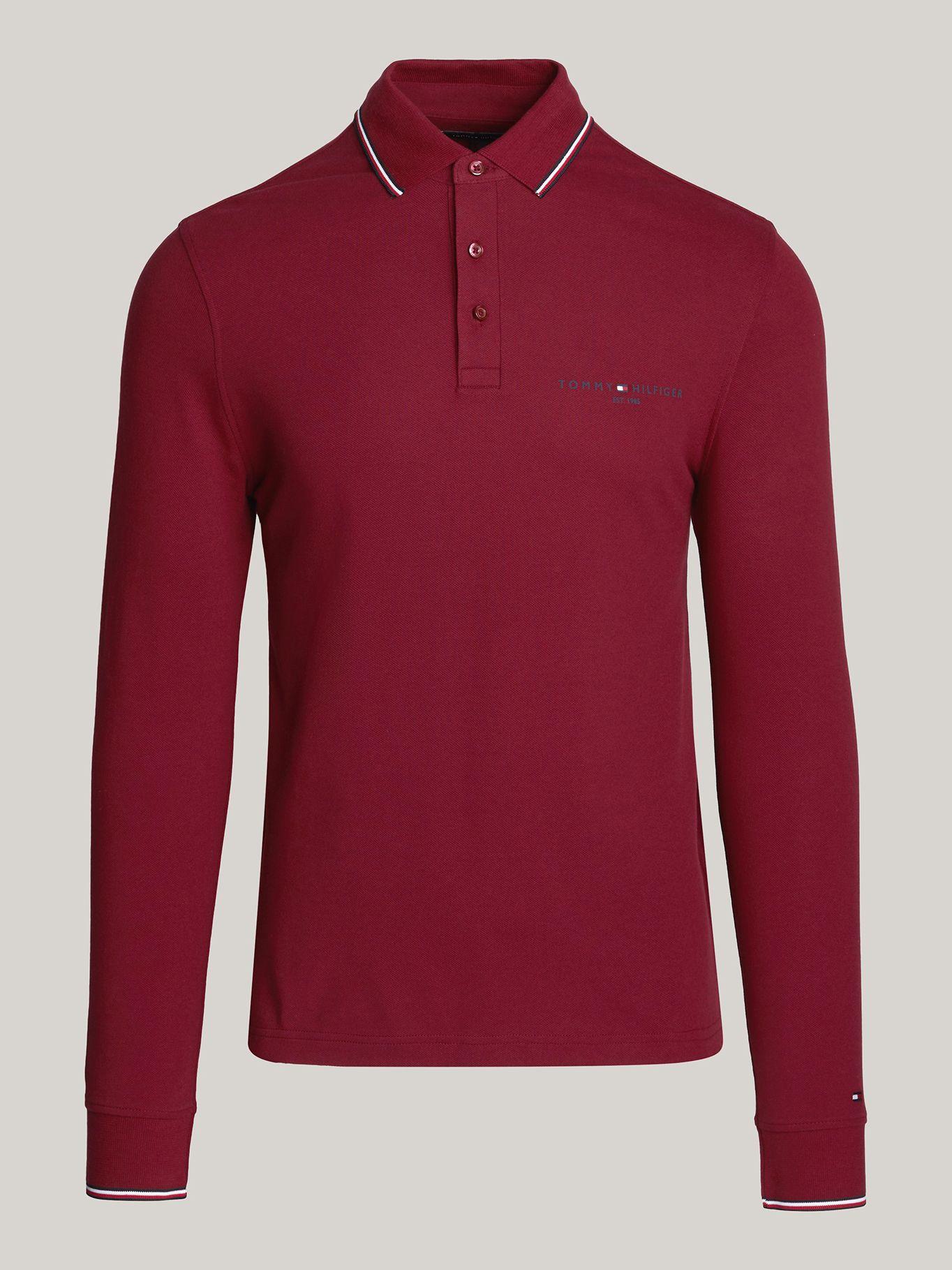 POLO SOLID CUELLO RIBETEADO BURDEO TOMMY HILFIGER-4
