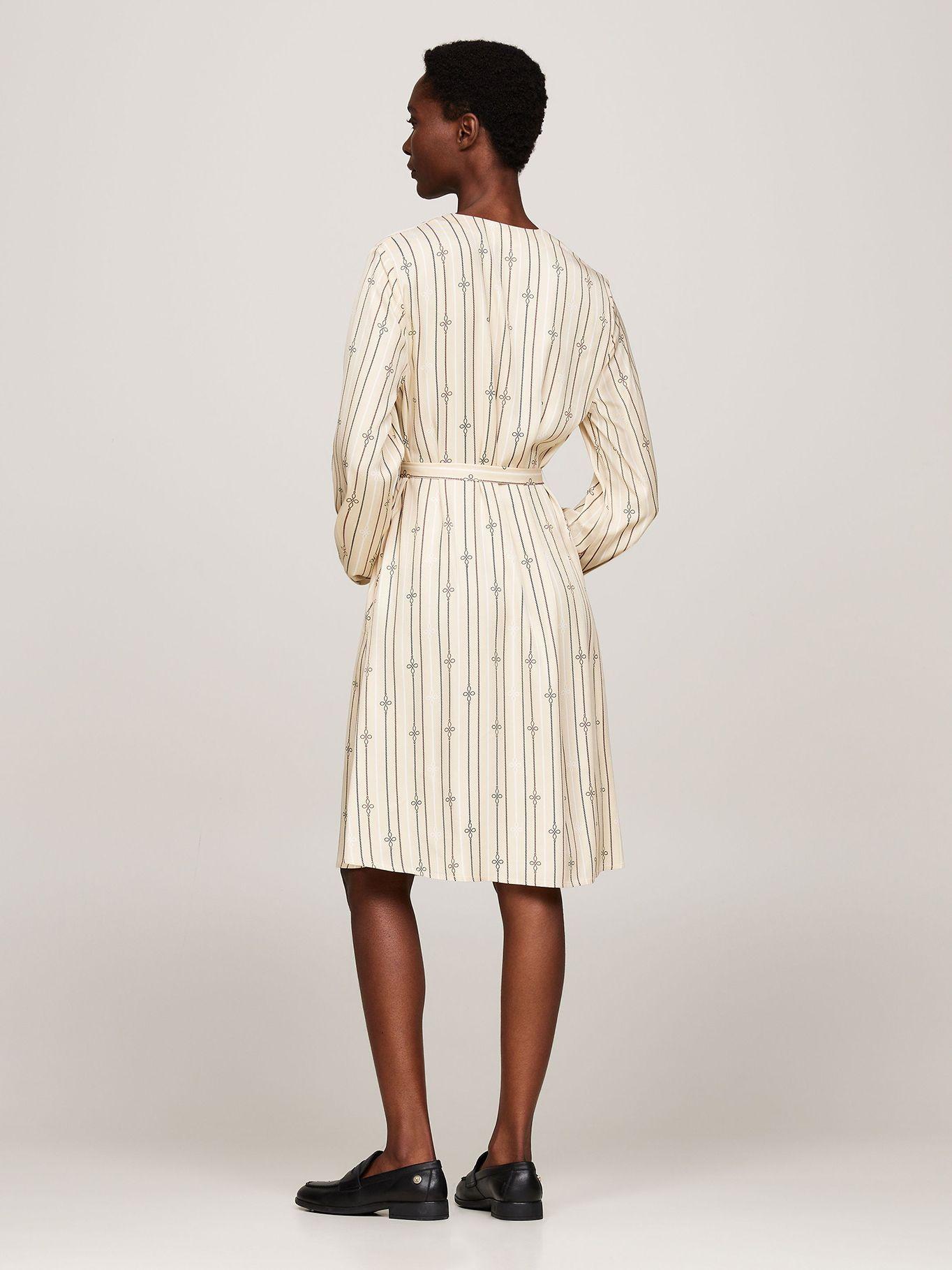 Vestido Fruncido De Corte Evasé Beige Tommy Hilfiger-1