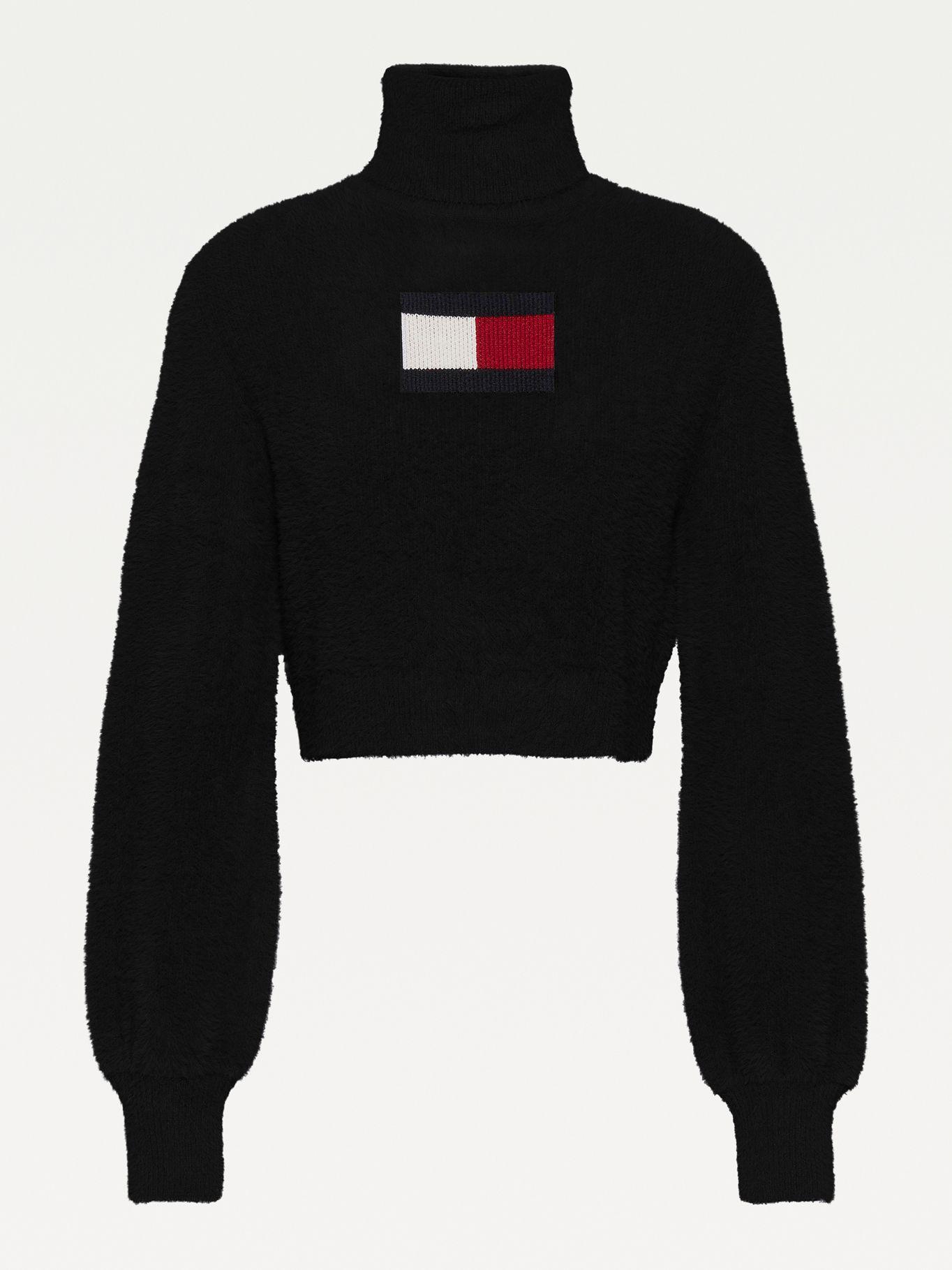 Sweater Crop Furry Flag Negro Tommy Jeans F2-3