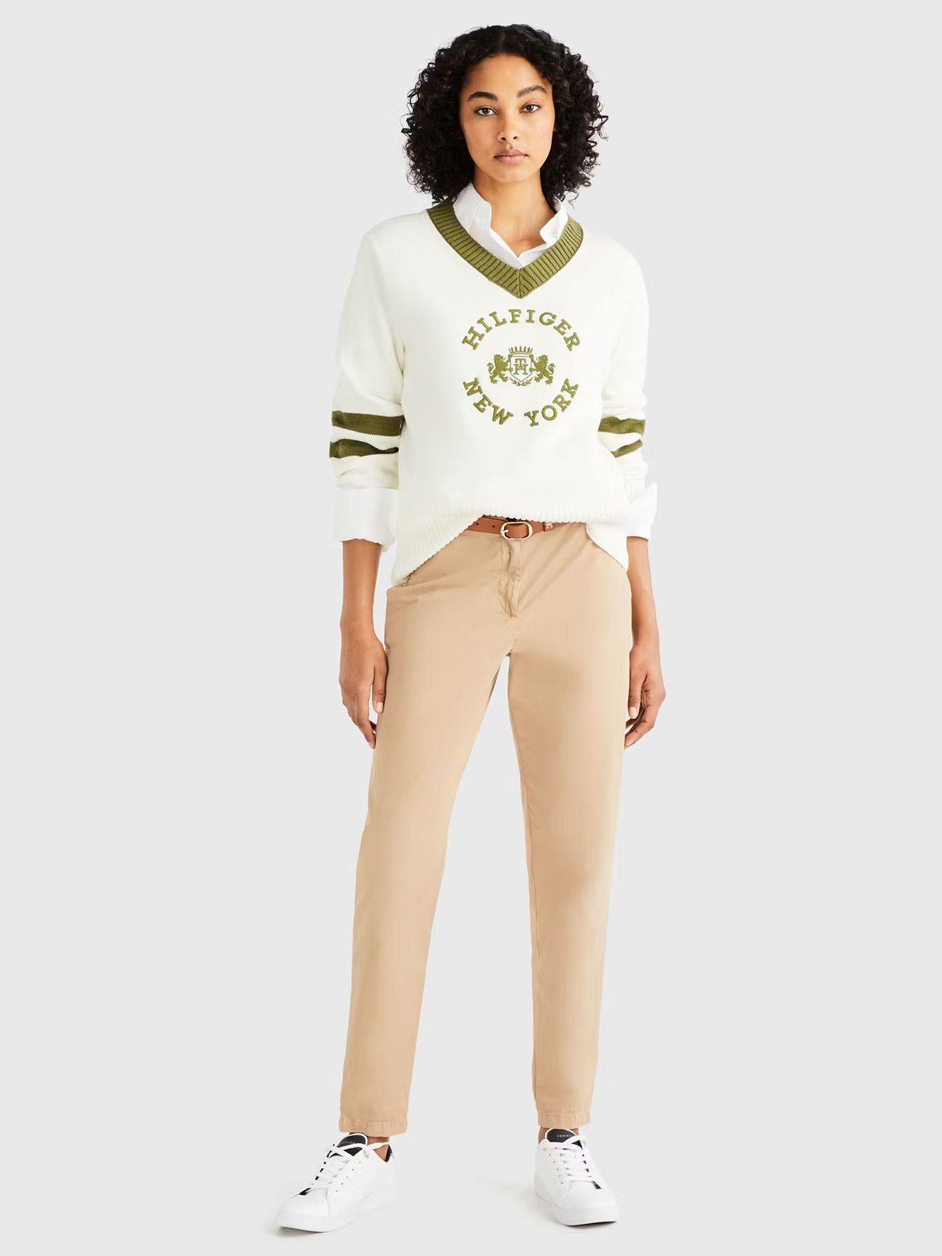 Sweater College Cuello V Blanco Tommy Hilfiger-1