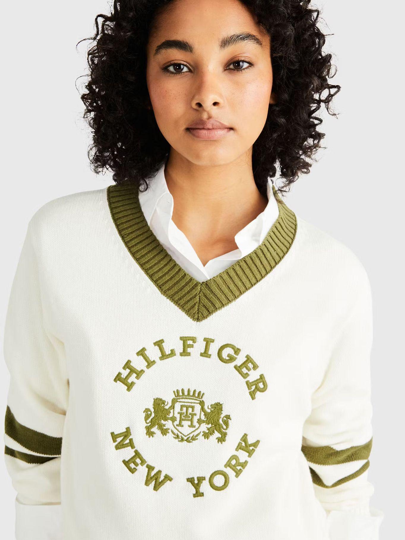 Sweater College Cuello V Blanco Tommy Hilfiger-3