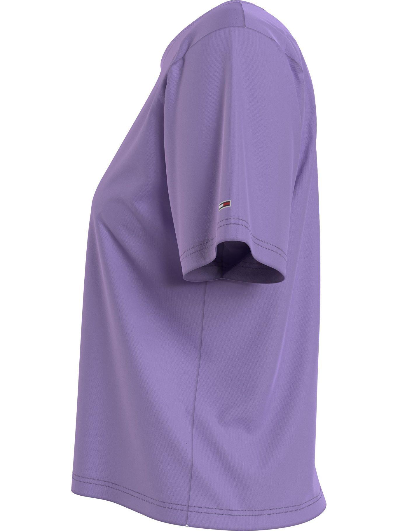 Polera Crop Logo Bordado Morado Tommy Jeans F2-3