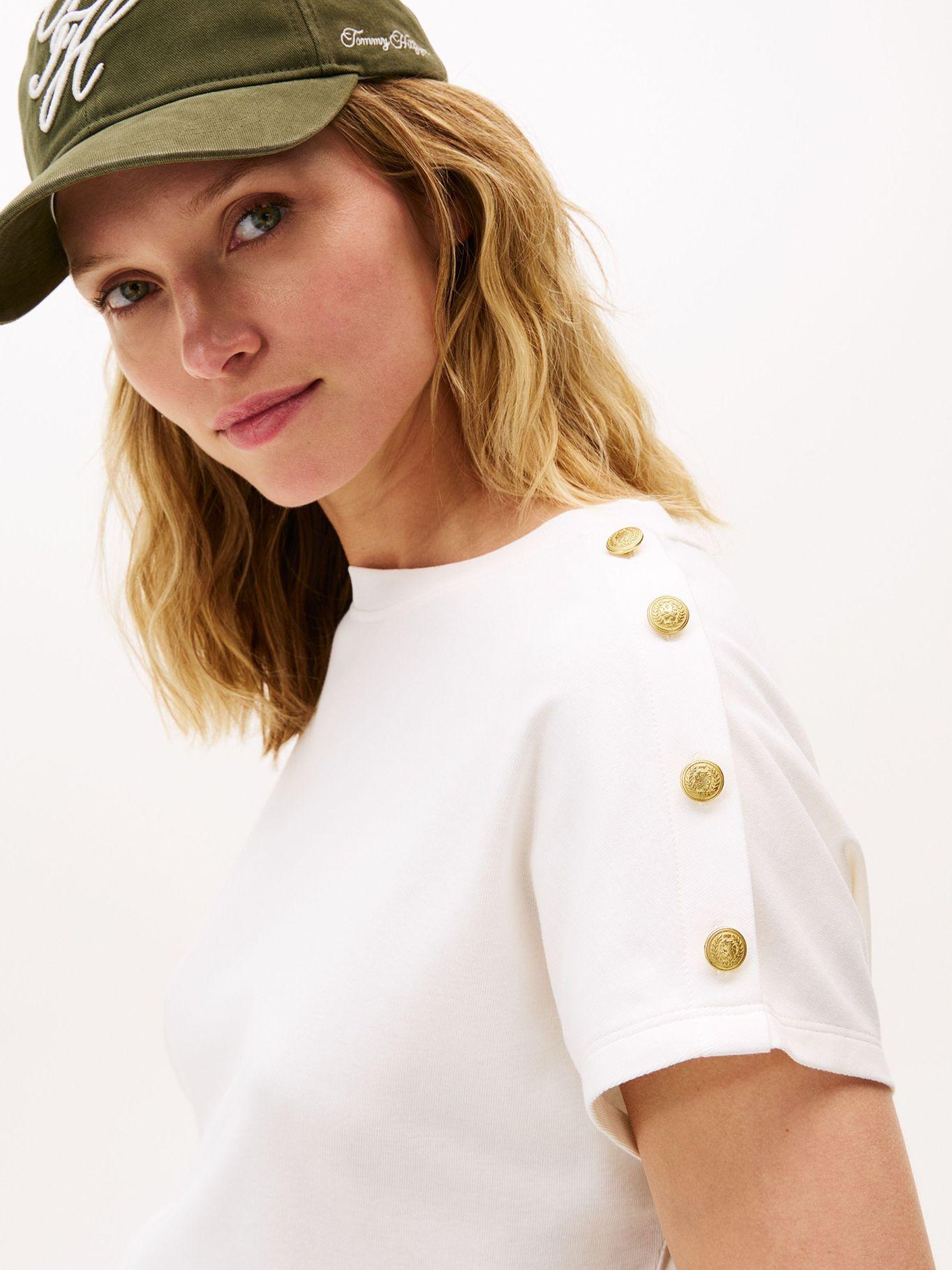 Polera Solid Gold Button Blanco Tommy Hilfiger-3