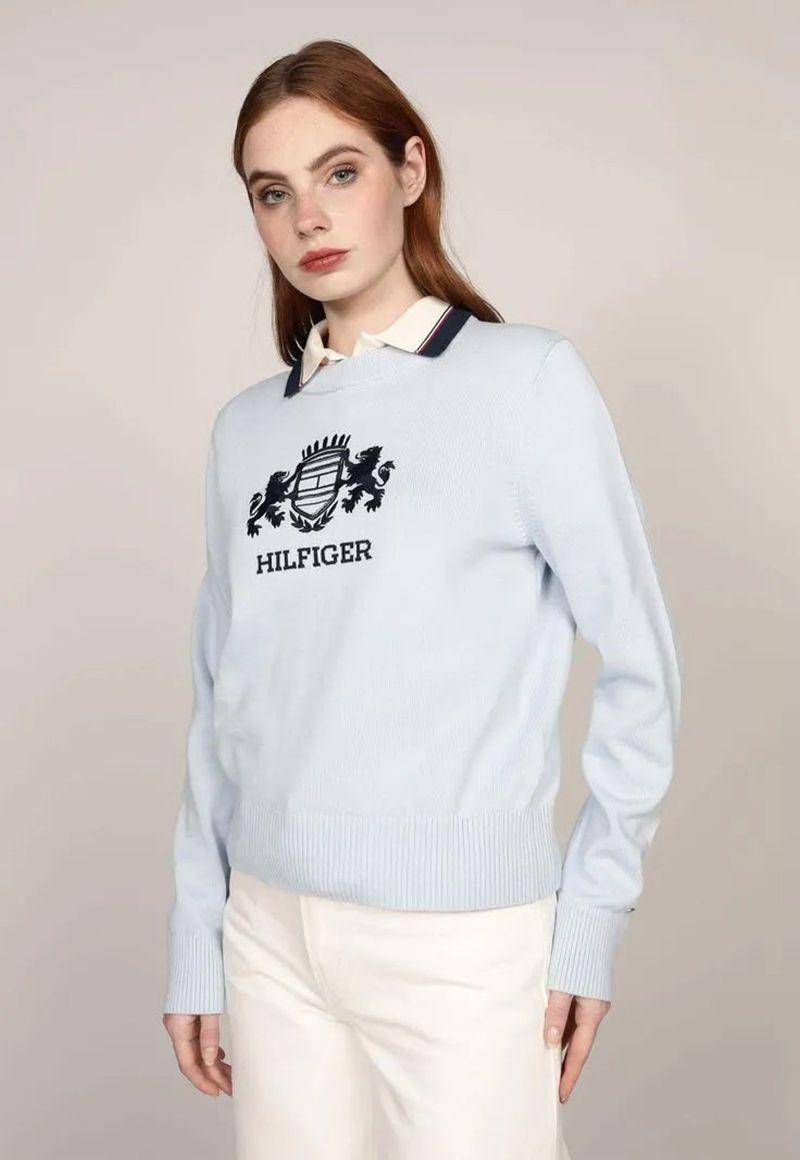 Sweater C-Neck Con Logo Celeste Tommy Hilfiger-0