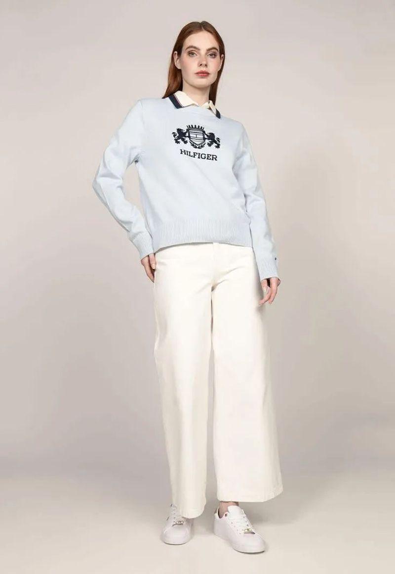 Sweater C-Neck Con Logo Celeste Tommy Hilfiger-1