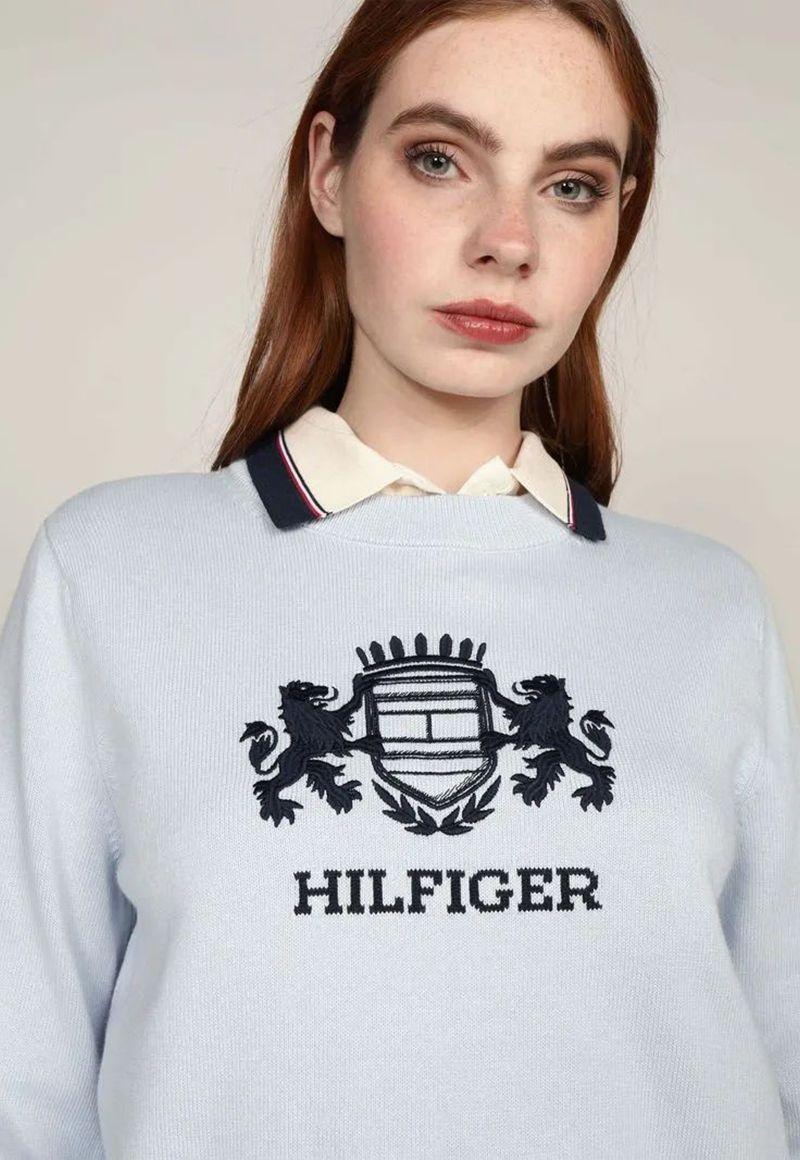 Sweater C-Neck Con Logo Celeste Tommy Hilfiger-3