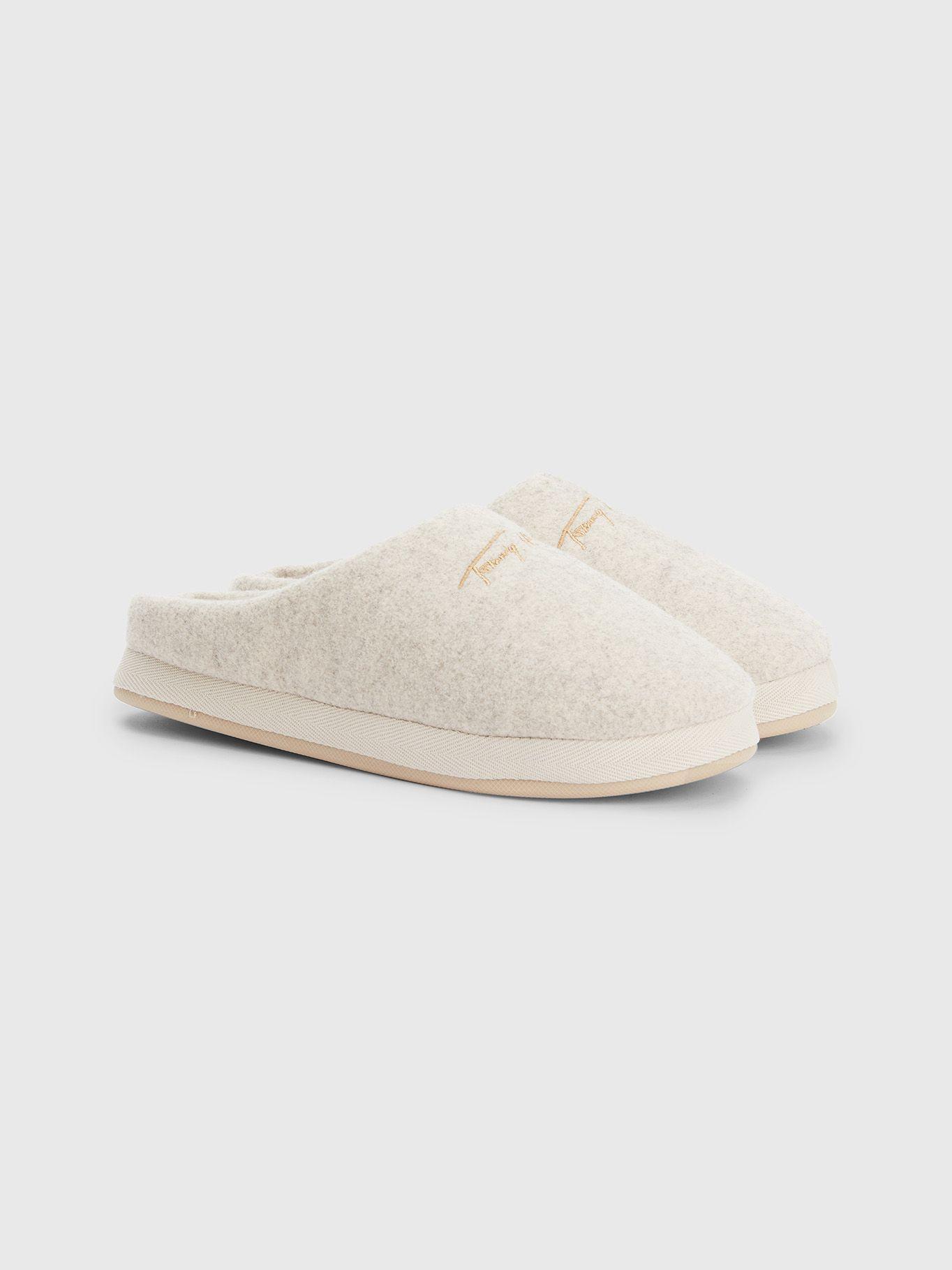 Pantuflas Con Logo Bordado Crema Tommy Hilfiger-0