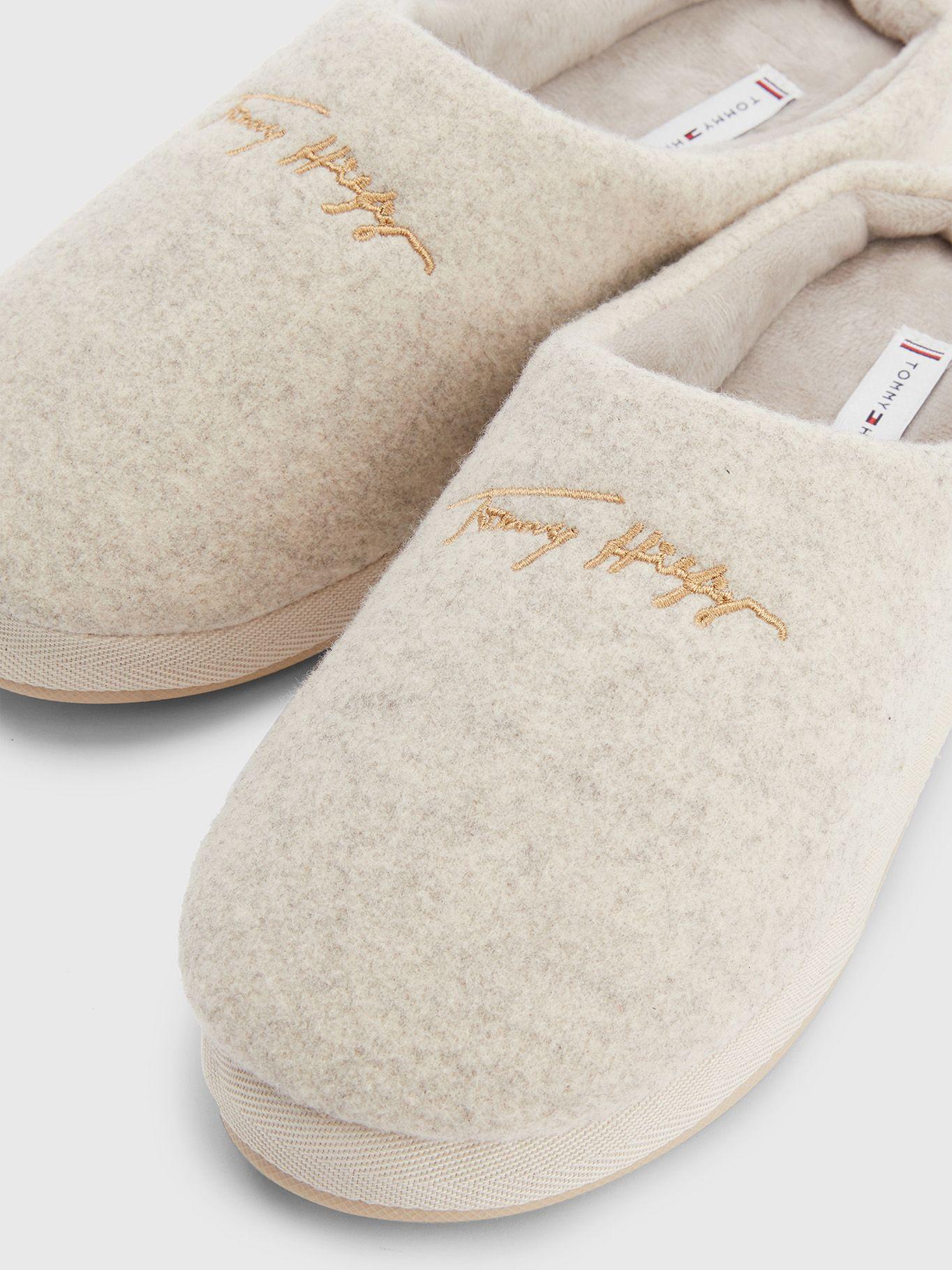 Pantuflas Con Logo Bordado Crema Tommy Hilfiger-4